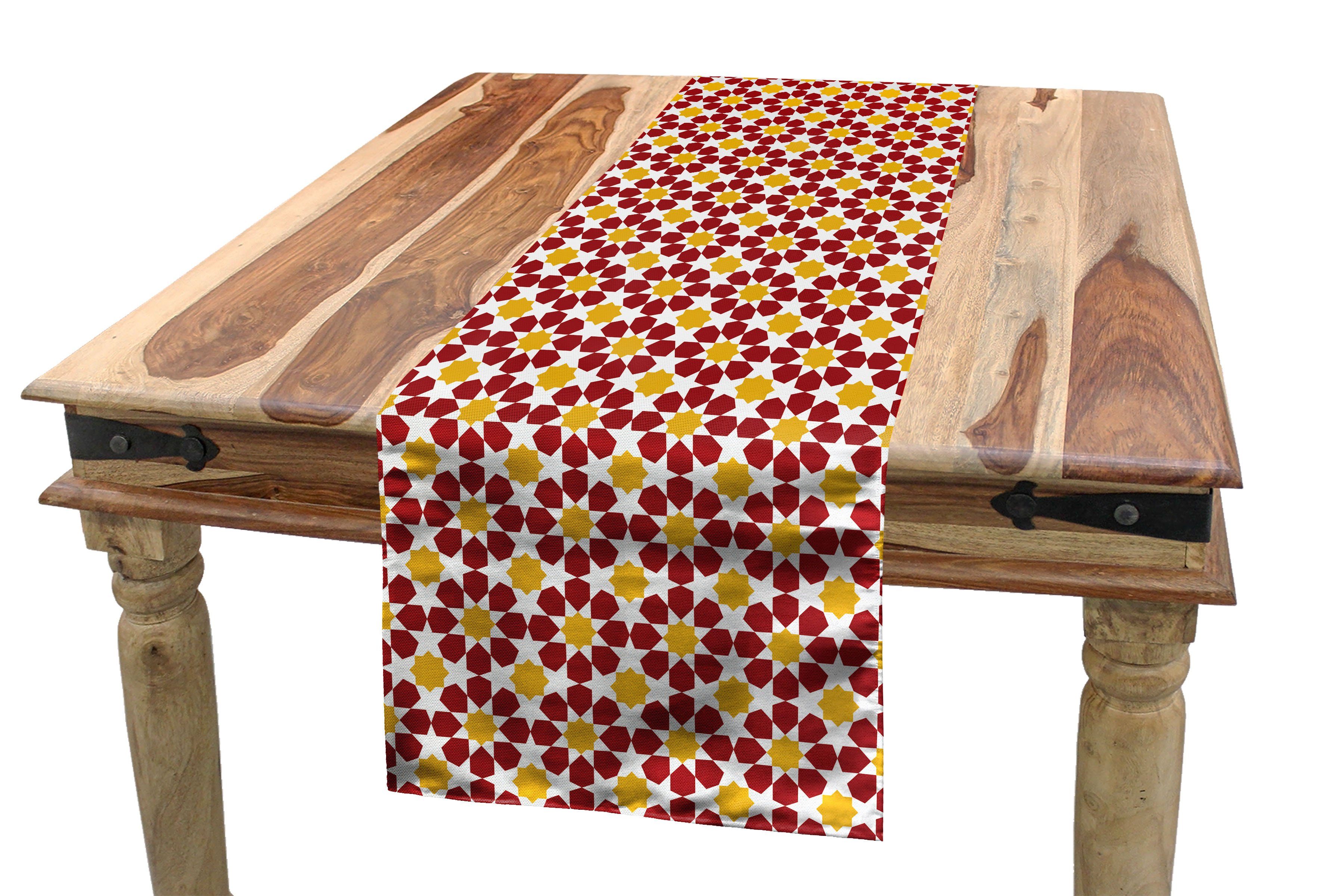 Abakuhaus Tischläufer Esszimmer Küche Rechteckiger Dekorativer Tischläufer, marokkanisch Floral Starry Motiv