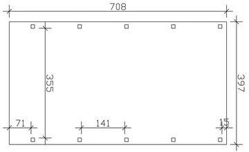 Skanholz Einzelcarport Friesland, BxT: 397x708 cm, 207 cm Einfahrtshöhe