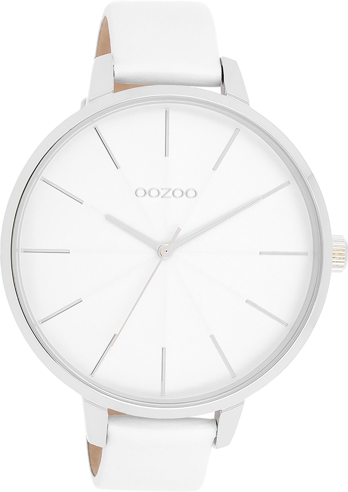 OOZOO Quarzuhr Oozoo Damen Armbanduhr Timepieces Analog, (Analoguhr), Damenuhr rund, extra groß (ca. 48mm) Lederarmband, Fashion-Style