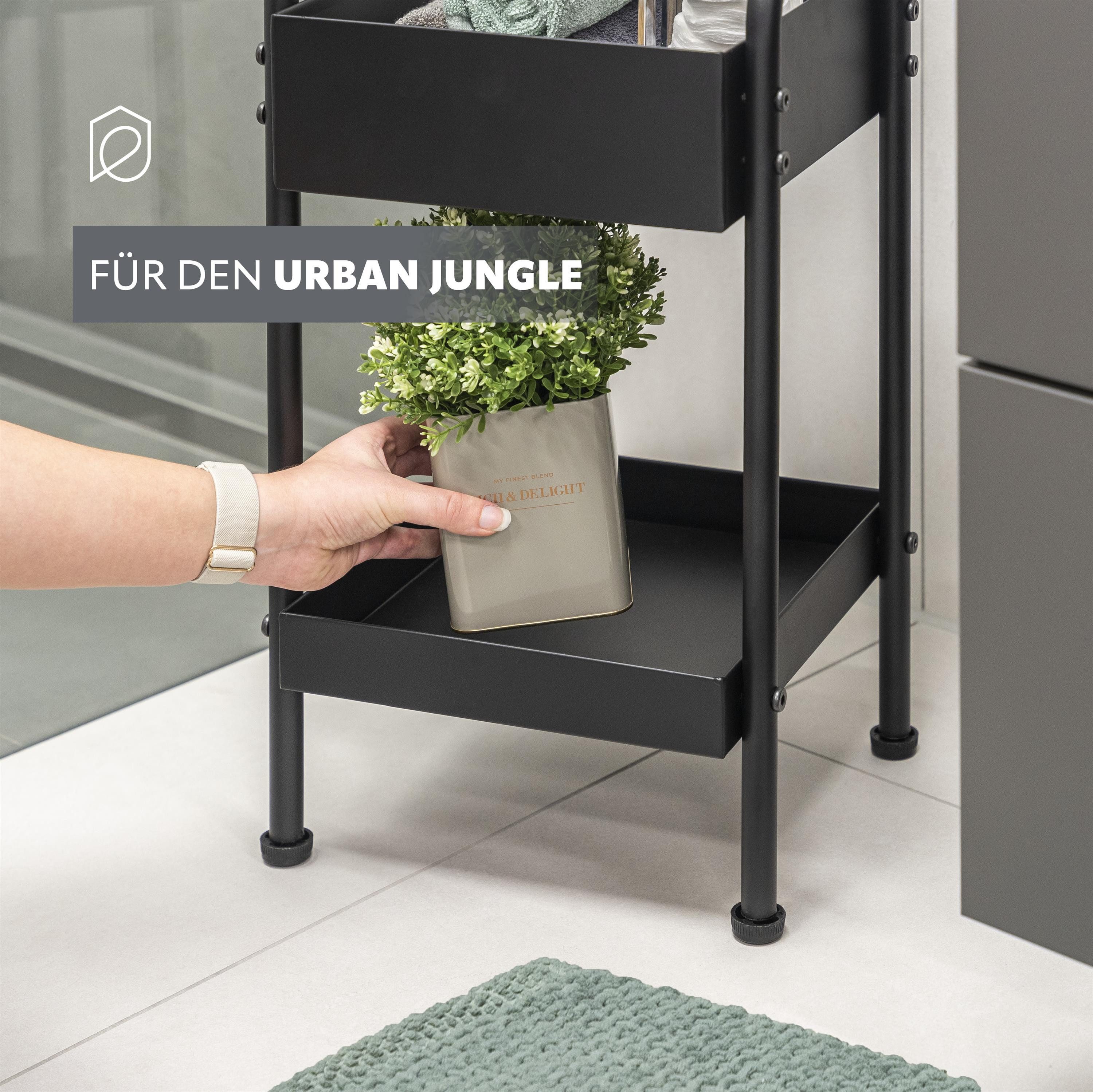 eluno Blumenständer mit 2 Ablagen, aus Metall schwarz (1 St)