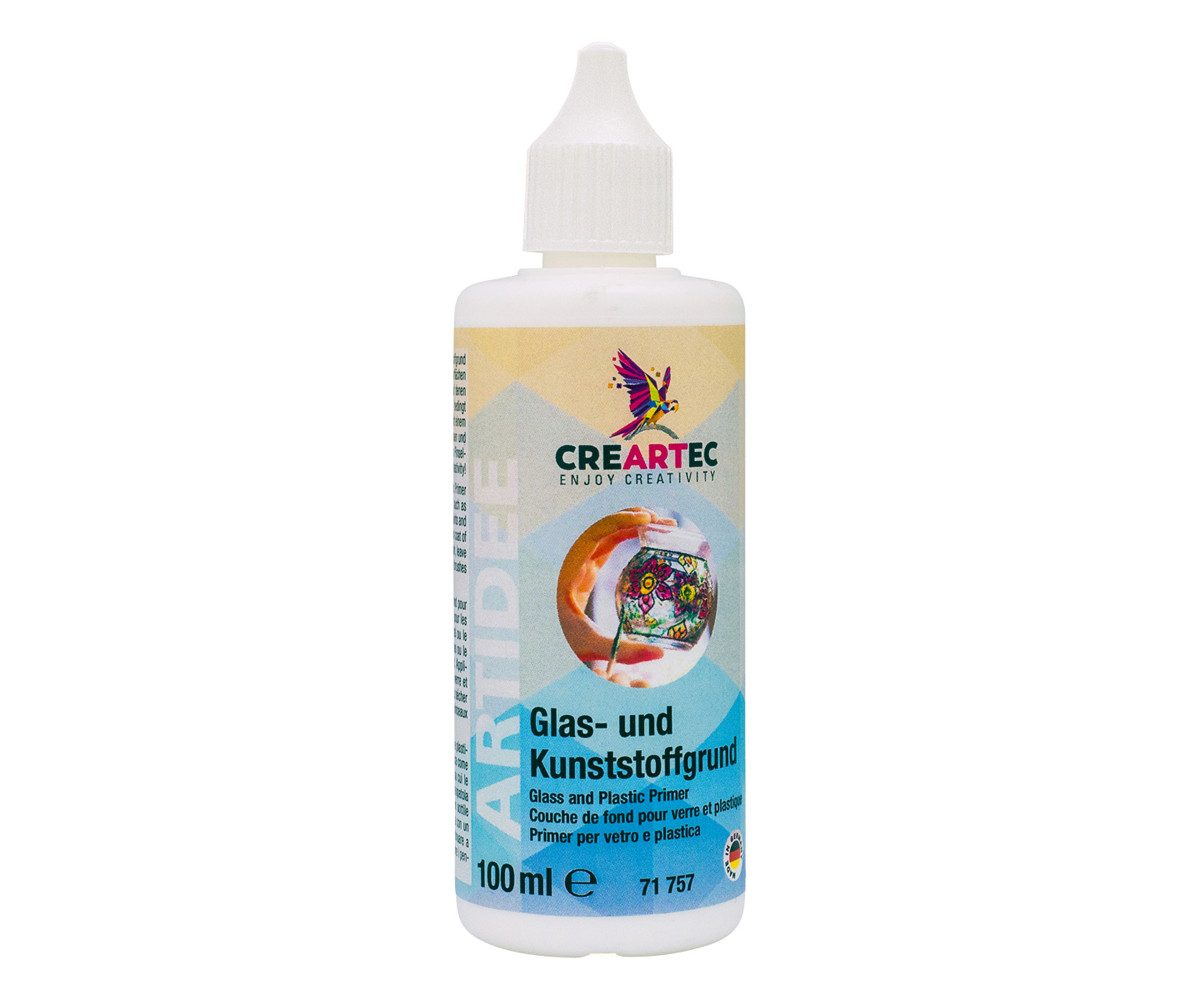 CREARTEC Kunststoffgrundierung Glas- und Kunststoffgrund - 100ml, als Grundierung für verschiedene Oberflächen - Made in Germany