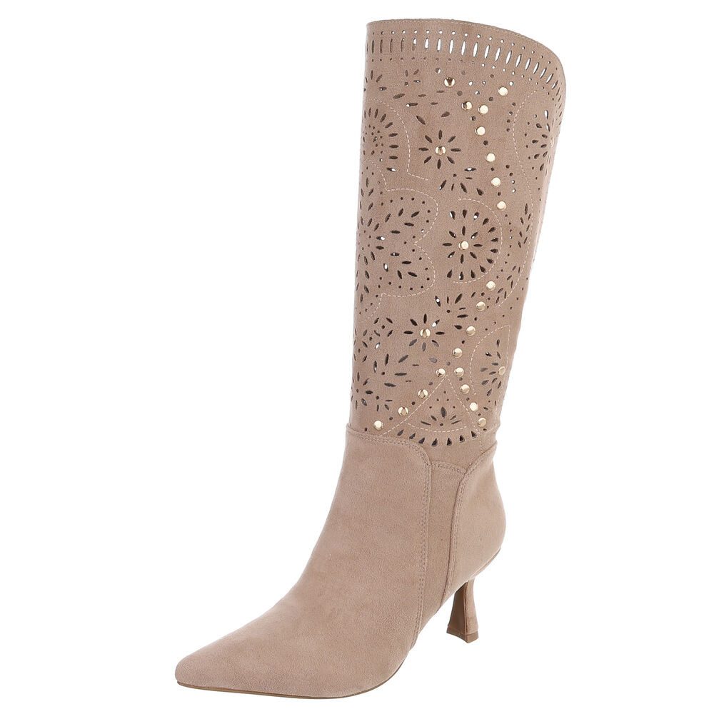 Ital-Design Kniehohe Stiefel mit Aussparungen und Absatz für Damen Sommerbo günstig online kaufen