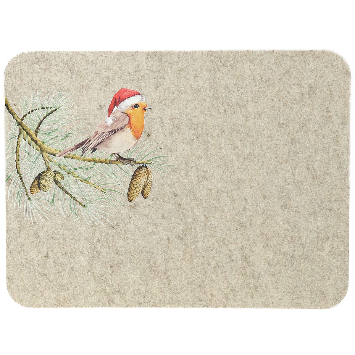 Florists Products Weihnachtsmann Festliche Filzmatten Rotkehlchen für Adventsdeko, 4 Stück