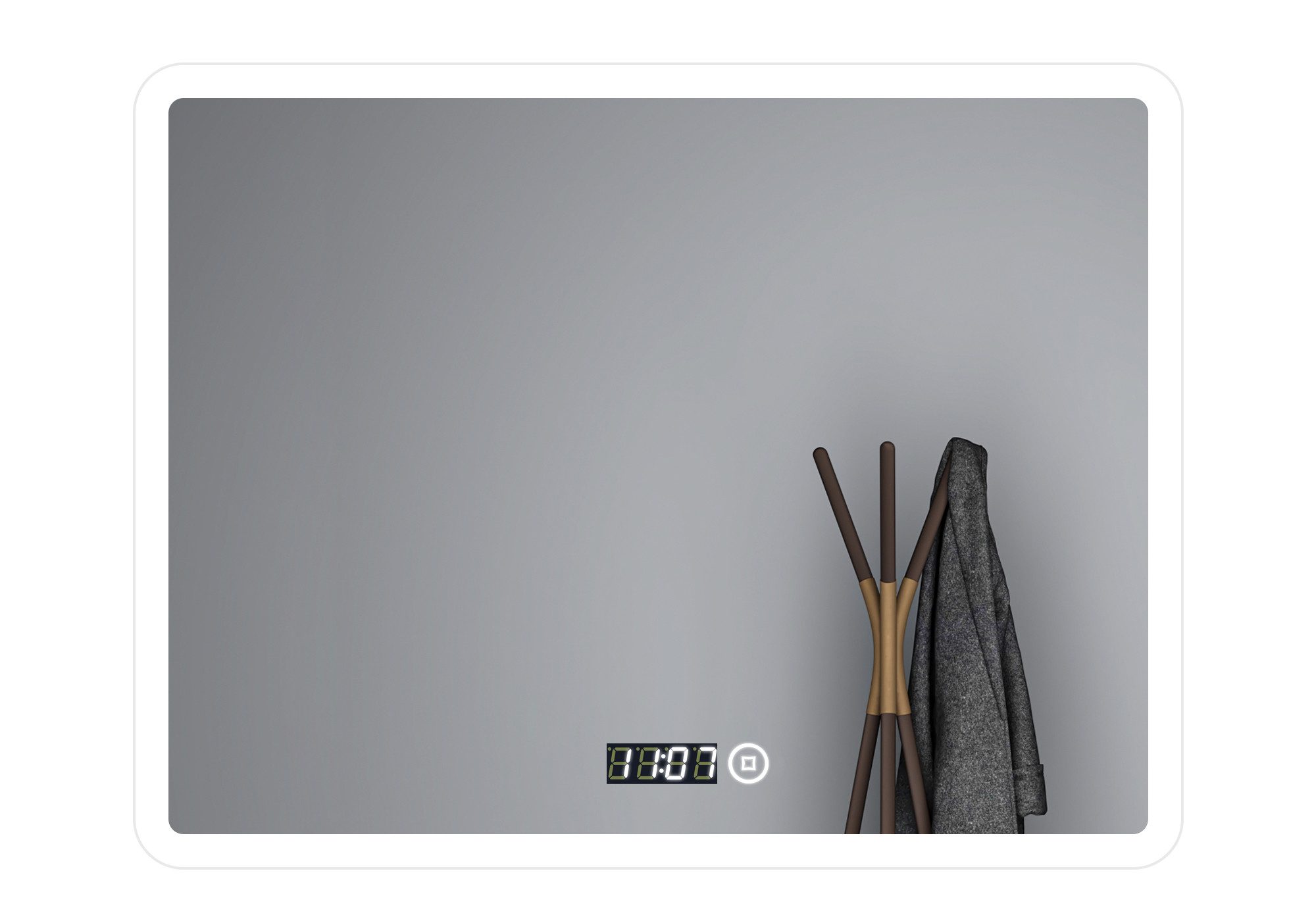 Badspiegel Spiegel Led 80x60 mit beleuchtung Touch Uhr dimmbar Helligkeit 3Farben