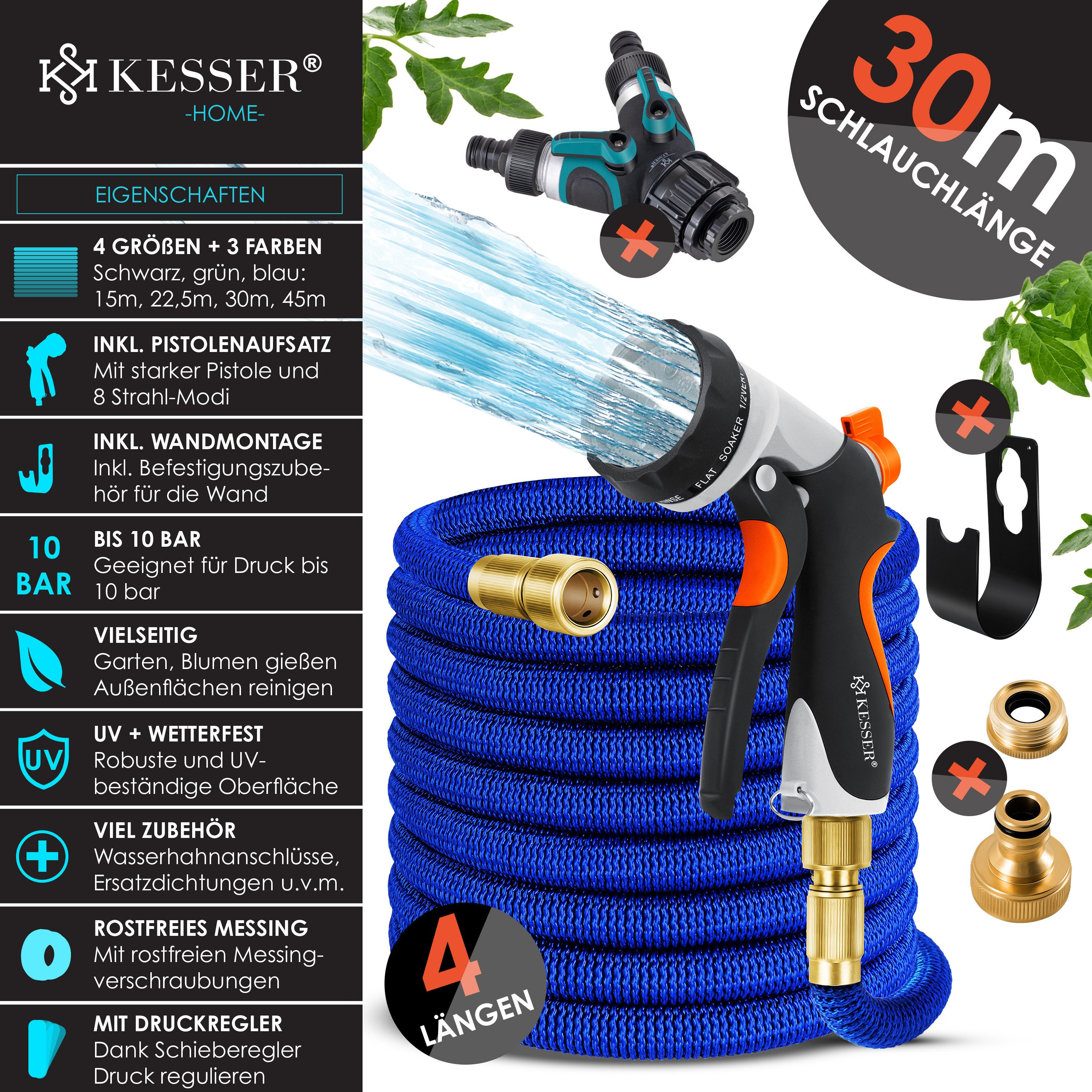 KESSER Gartenschlauch, Premium Wasserschlauch Flexibler Schlauch Gartenschlauch Flexischlauch