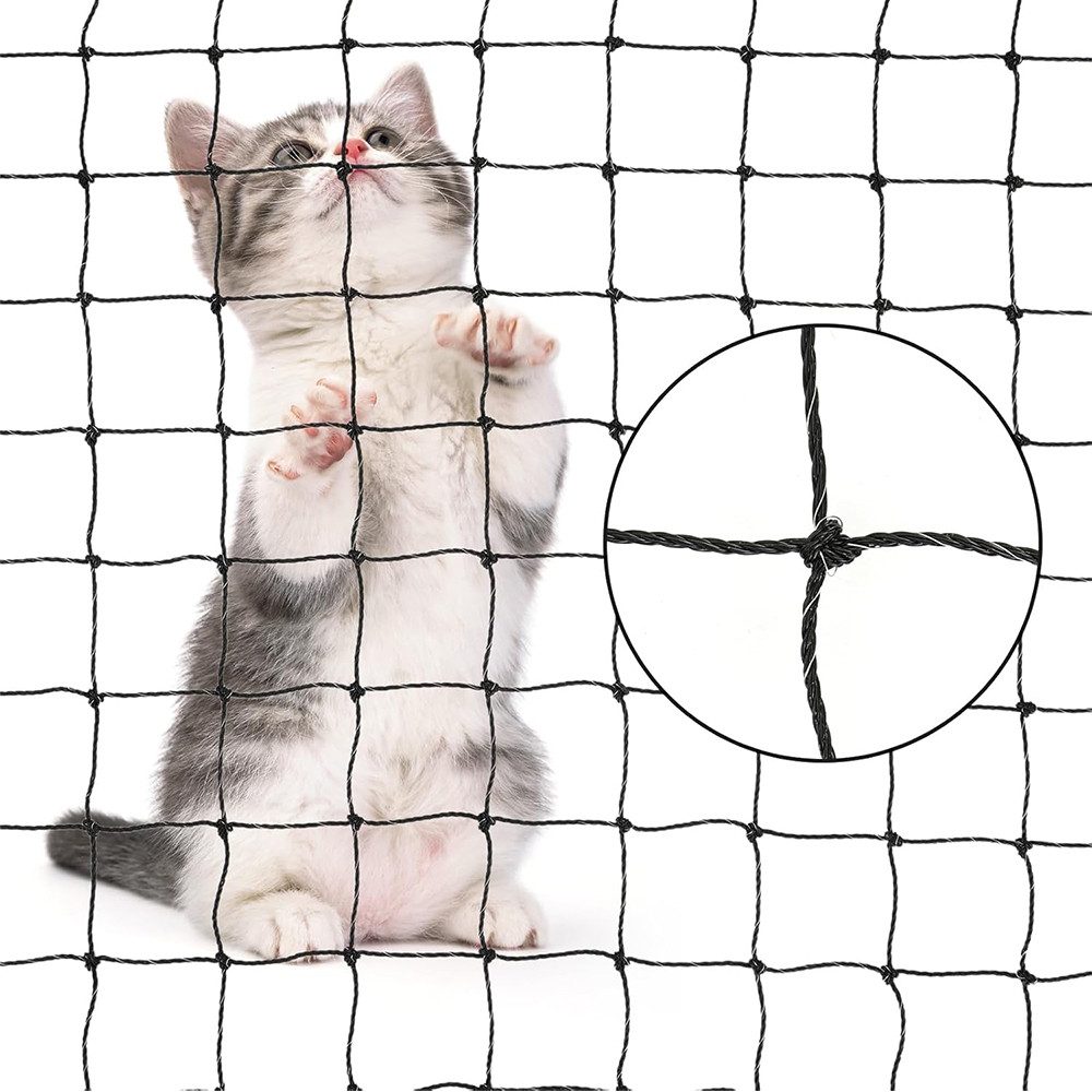 TUWENA Schutznetz Katzennetz für Balkon, Biss-und Reißfestes Balkonnetz, UV-beständig, Katzennetz Drahtverstärkt mit Befestigungsseil, Nägel, Kabelbinder