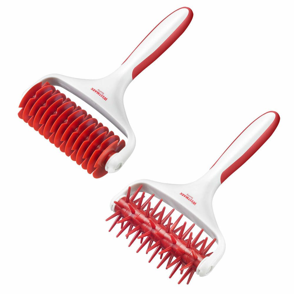 WESTMARK Teigschneider 1 Gitterroller, 19,5 cm + 1 Stipproller, 20 cm, Kunststoff, Weiß/Rot