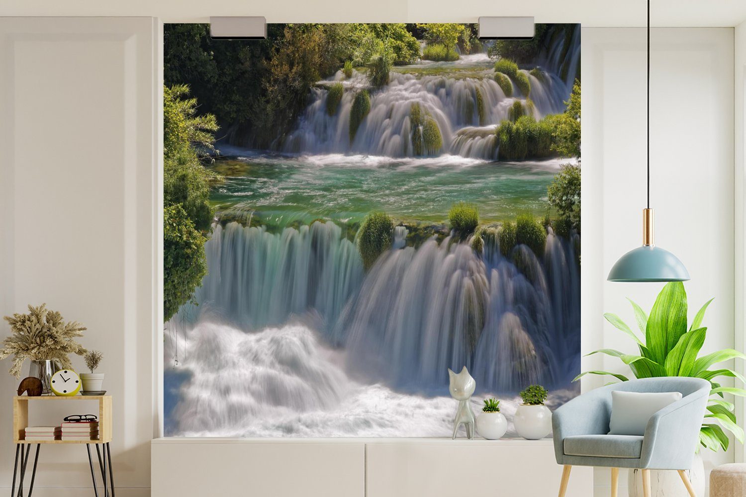 MuchoWow Fototapete Tosende Wasserfälle Schlafzimmer, des Tapete St), Wohnzimmer für Kroatien, (5 bedruckt, in Flüssen oder den Krka-Nationalparks Vinyl Wandtapete in Matt
