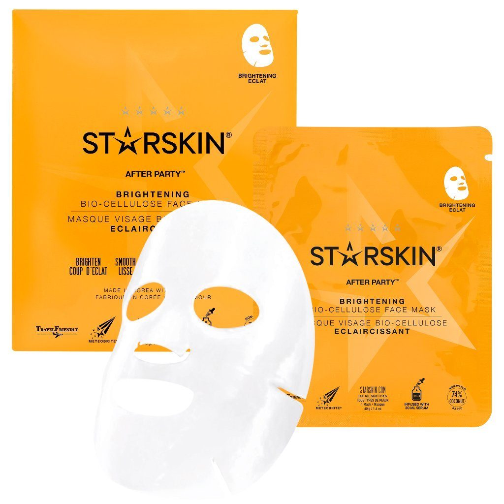 STARSKIN® Tuchmaske After Party™ Set, Feuchtigkeitsmaske 2-tlg., 2er-Pack Gesichtsmaske mit Bio-Cellulose