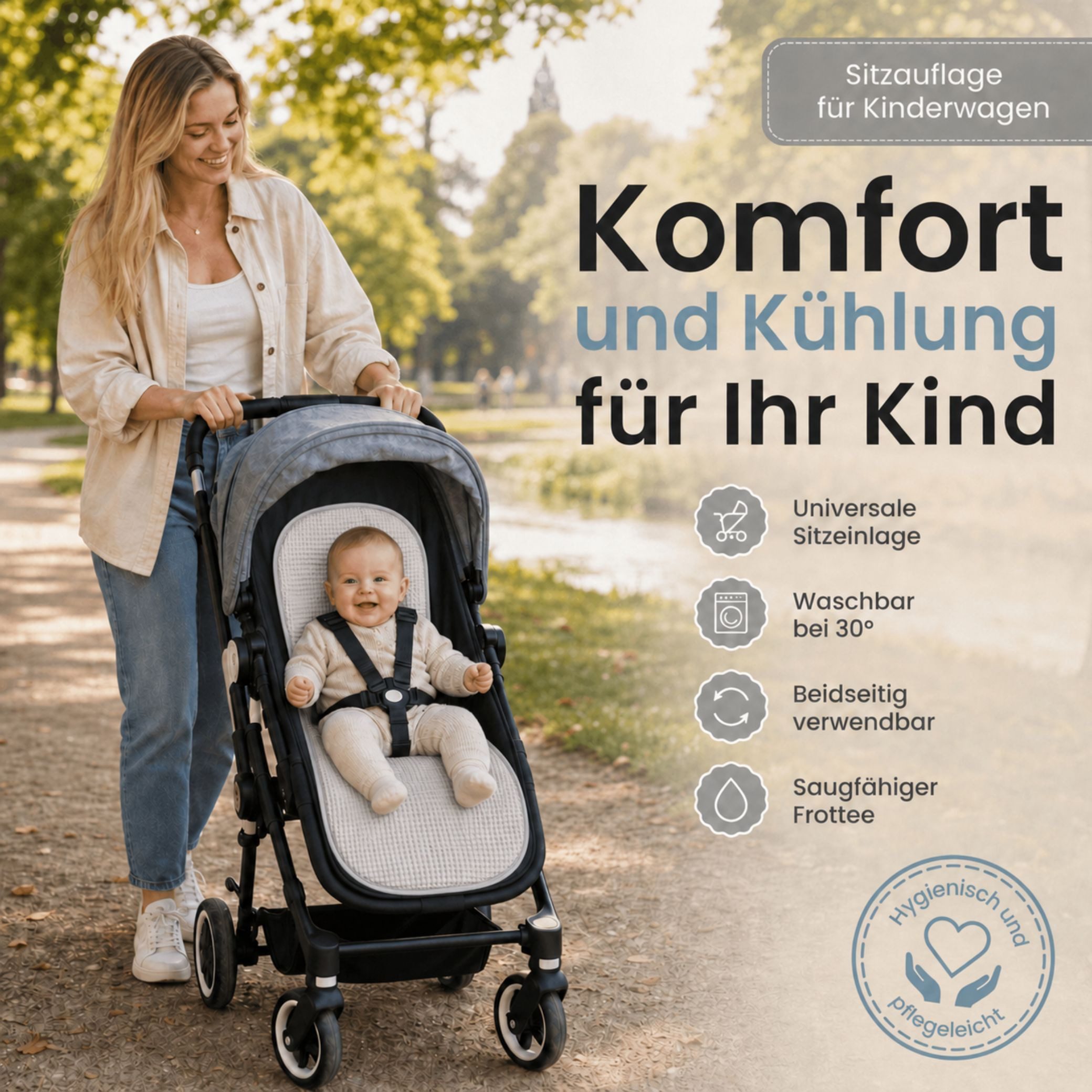 Liebes von priebes Kinder-Sitzauflage Sitzauflage Meike für schmale Kinderwagen und Buggys