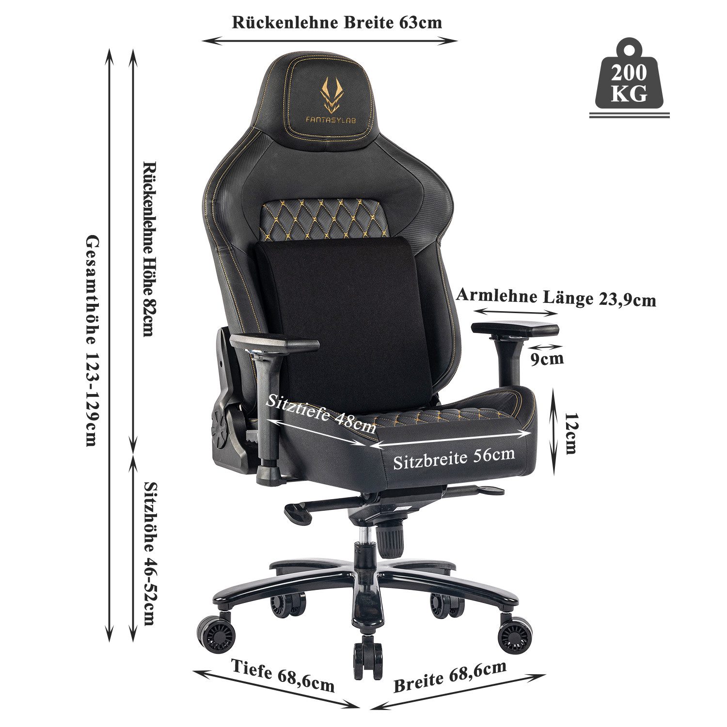 FANTASYLAB Gaming-Stuhl 200KG Gamingstuhl, 4D, verstellbare Armlehnen, Lend günstig online kaufen