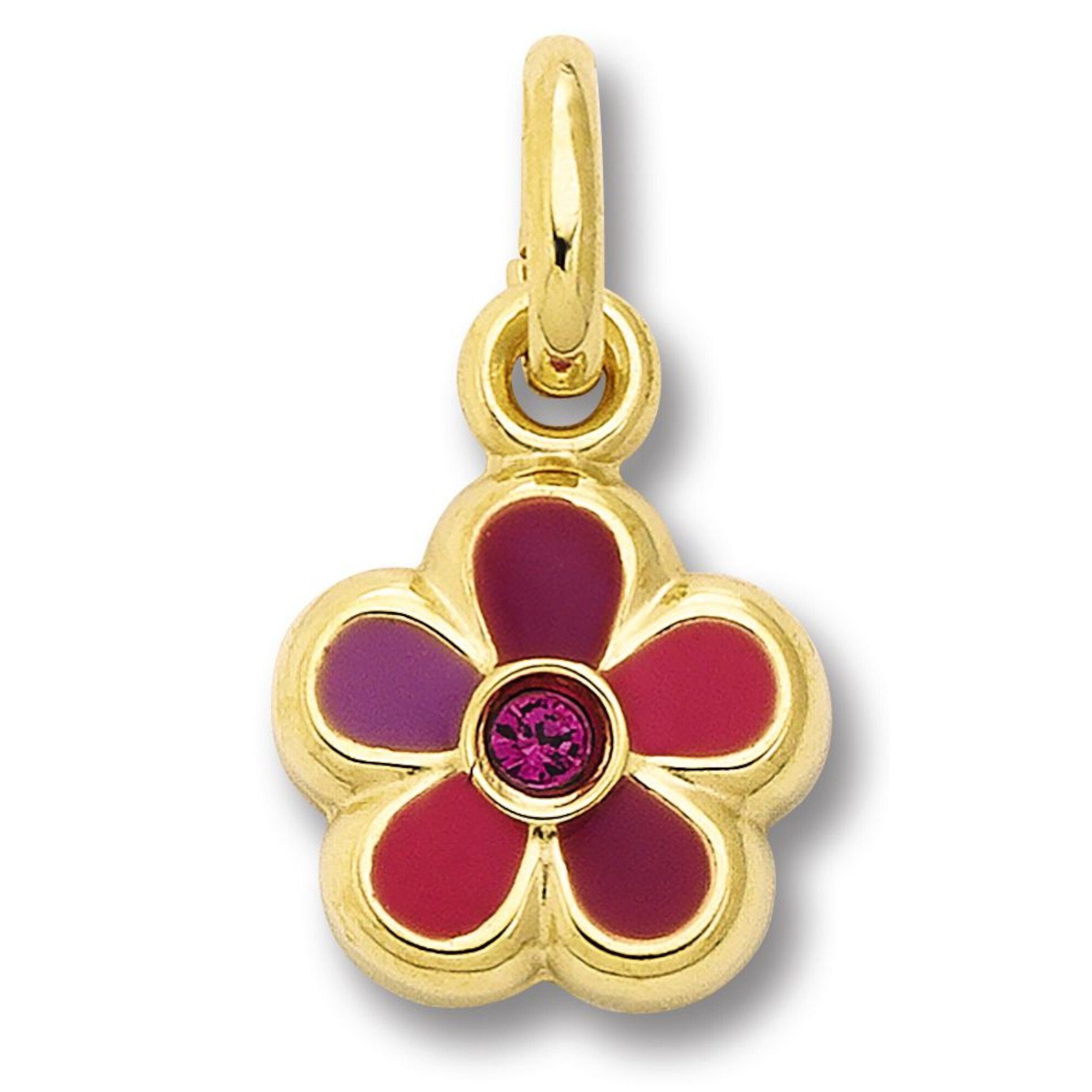 ONE ELEMENT Schmuck Blume Gold Anhänger aus Zirkonia Gelbgold, Blume Kettenanhänger 333 Damen