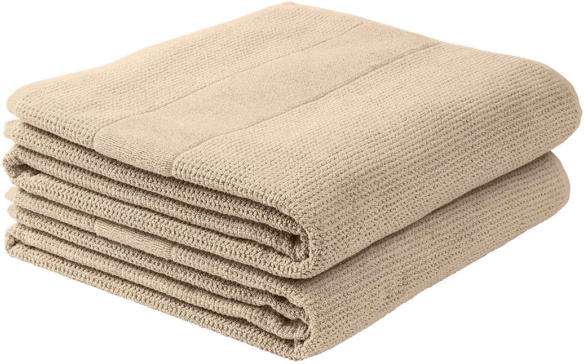 Schiesser Duschtücher Turin aus 100% Baumwolle in dezenter Reiskornoptik, Frottier (Set, 2-St), OEKO-TEX® MADE IN GREEN