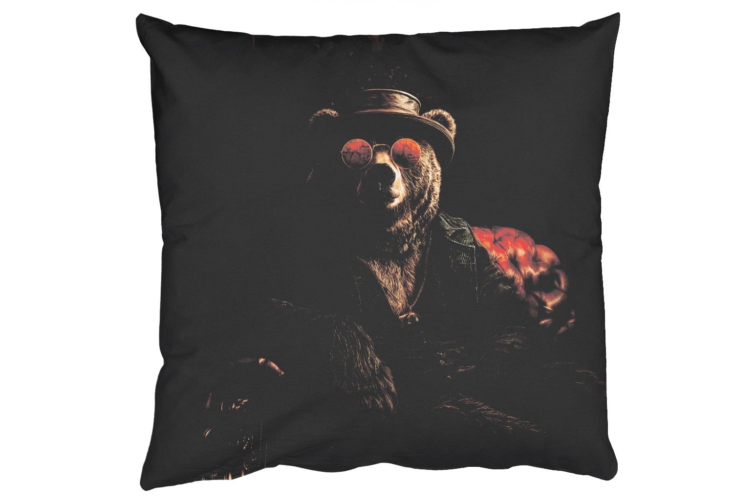 MuchoWow Dekokissen Bär - Braun - Anzug - Hut, Zierkissen, Deko Kissen mit Füllung, Sofakissen, 60x60 cm