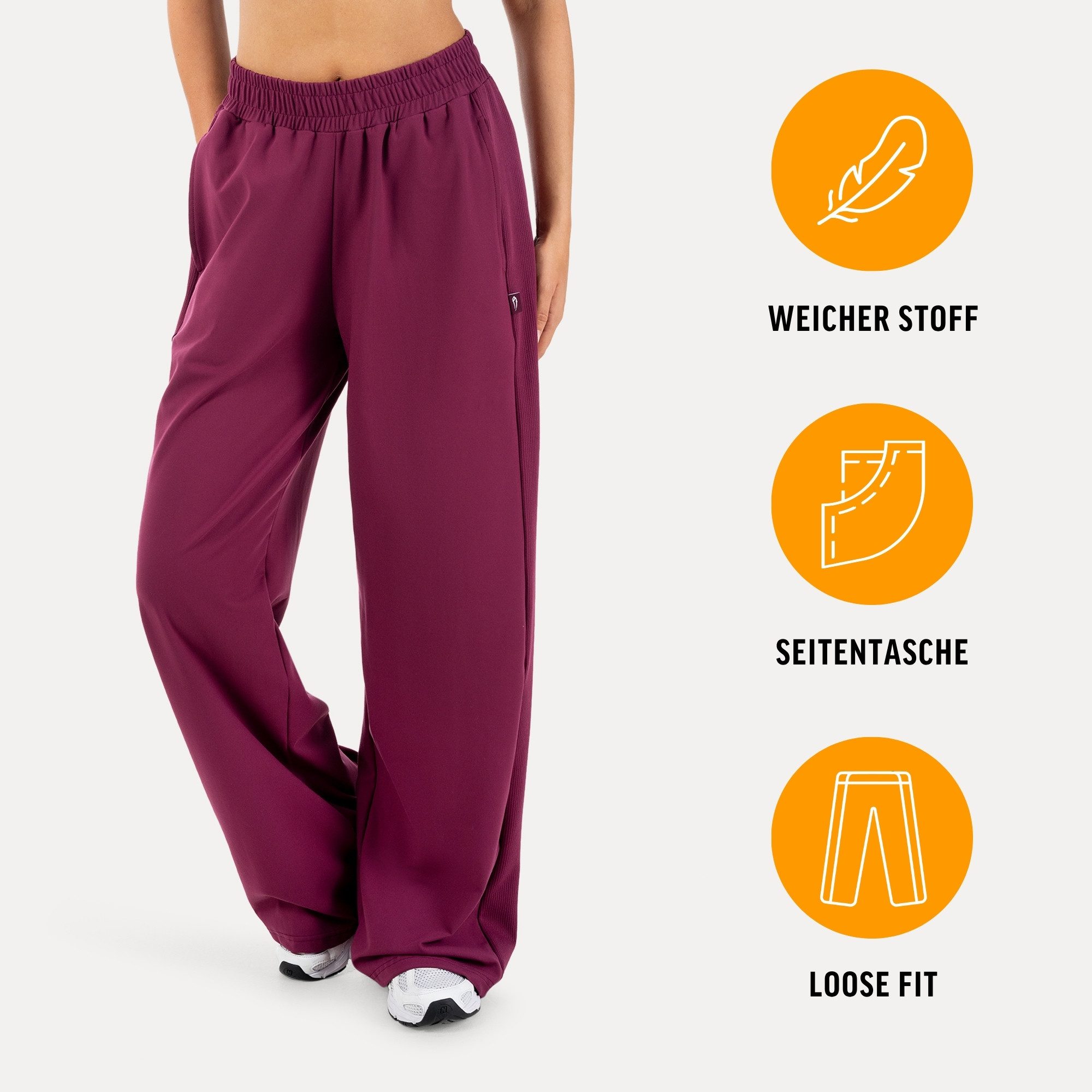 Smilodox Jogginghose Jora, Loose Fit Damen, Trainingshose mit High-Waist & Wide-Leg weiches Material, weites Bein, Baggy Fit, Gym & Homewear