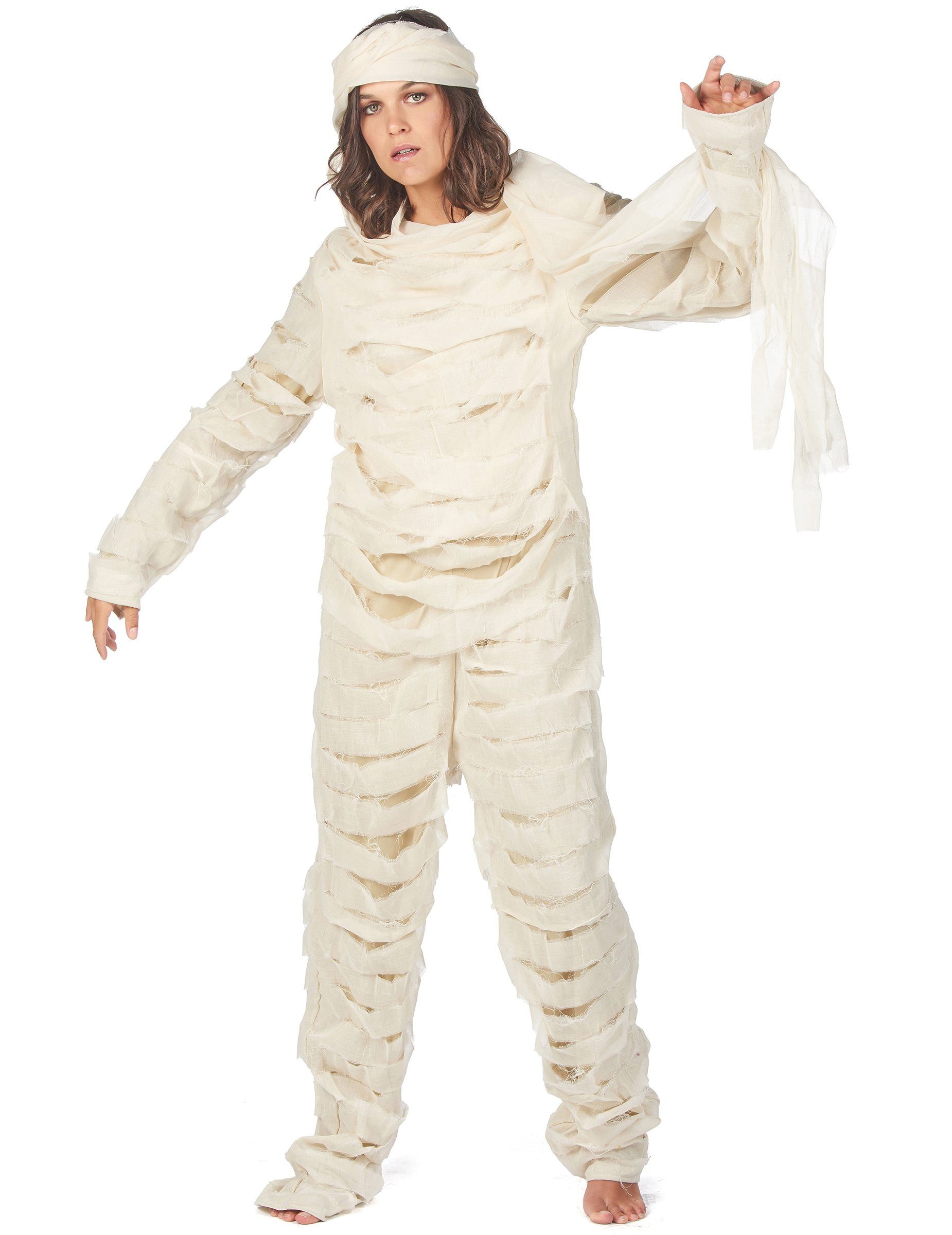 JADEO Zombie-Kostüm Mumien-Kostüm für Erwachsene 2-teilig weiß-beige