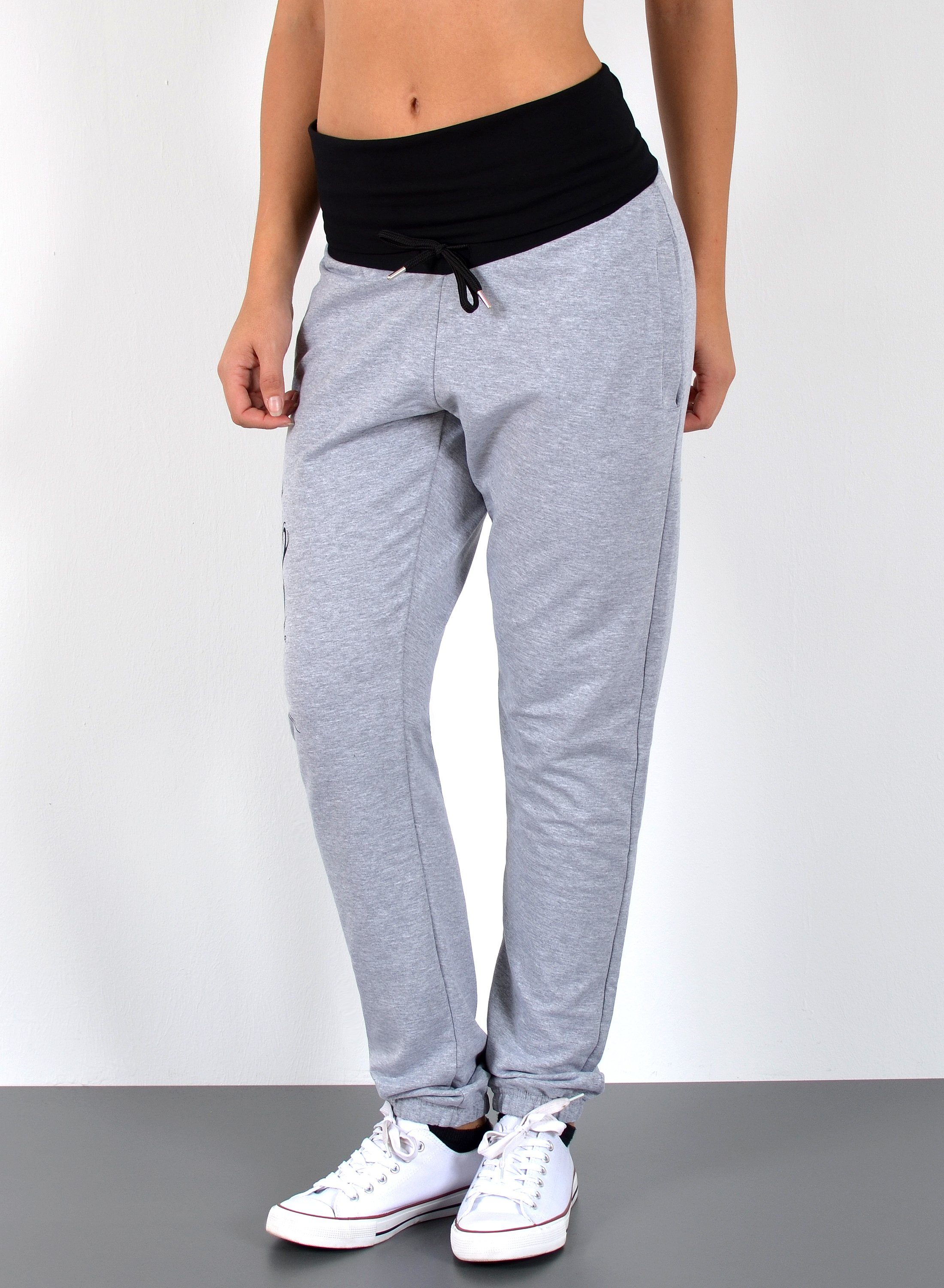 ESRA Jogginghose Damen Sporthose mit elastischem Gummibund J480-Jogging Damen Fitnesshose Lang Trainingshose Damen Jogginghose