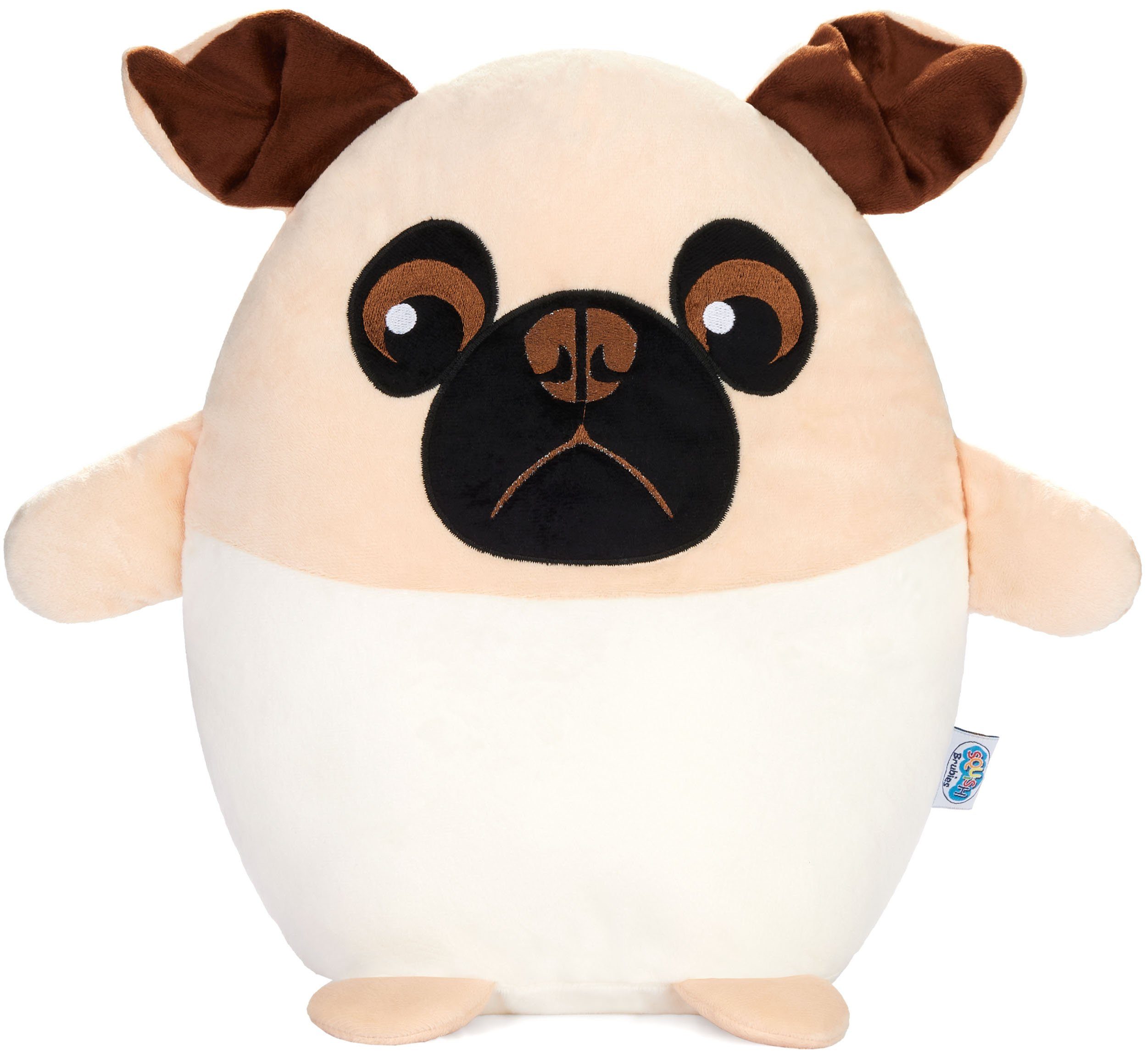 SQUISHBRUBIES Kuscheltier Max der Mops - 35 cm Stofftier - Superweich (1-St., Beige und Weiß), Plüschtier zum Kuscheln, Verschenken und Sammeln
