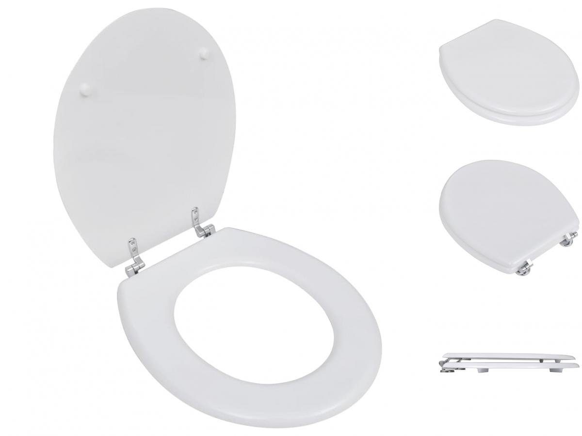 vidaXL WC-Sitz Toilettensitz MDF Deckel Schlichtes Design Weiß
