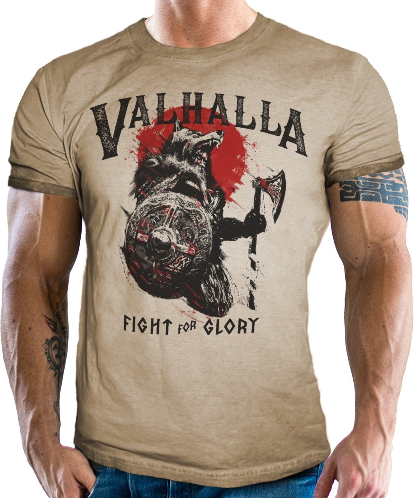 LOBO NEGRO® für im vintage for used Valhalla Glory Wikinger Look Fans fight T-Shirt 