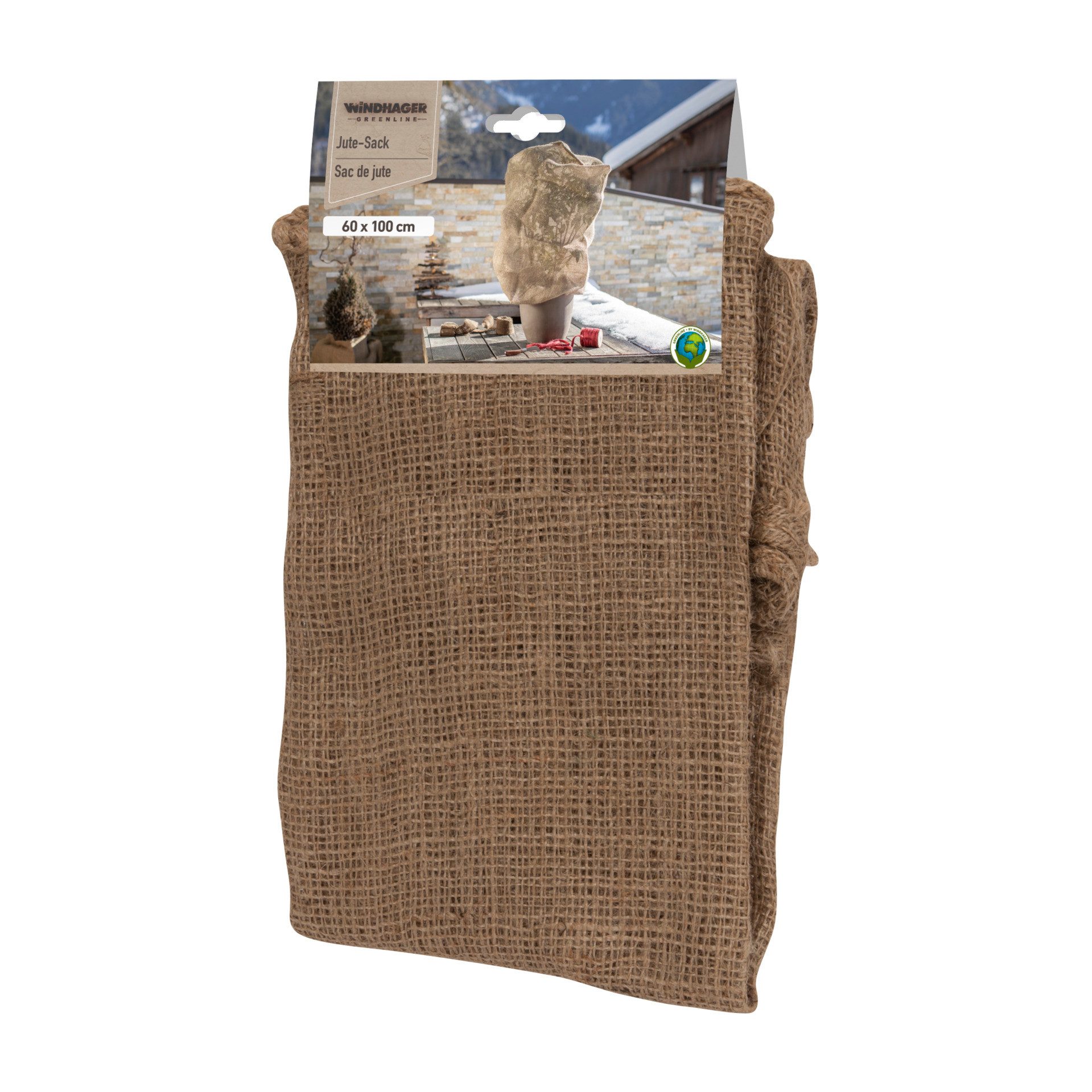 Windhager Winterschutzvlies Jute-Sack dekorativer Topfschutz für Pflanzen, (1-St), inklusive Befestigungsband, erhältlich in unterschiedlichen Größen