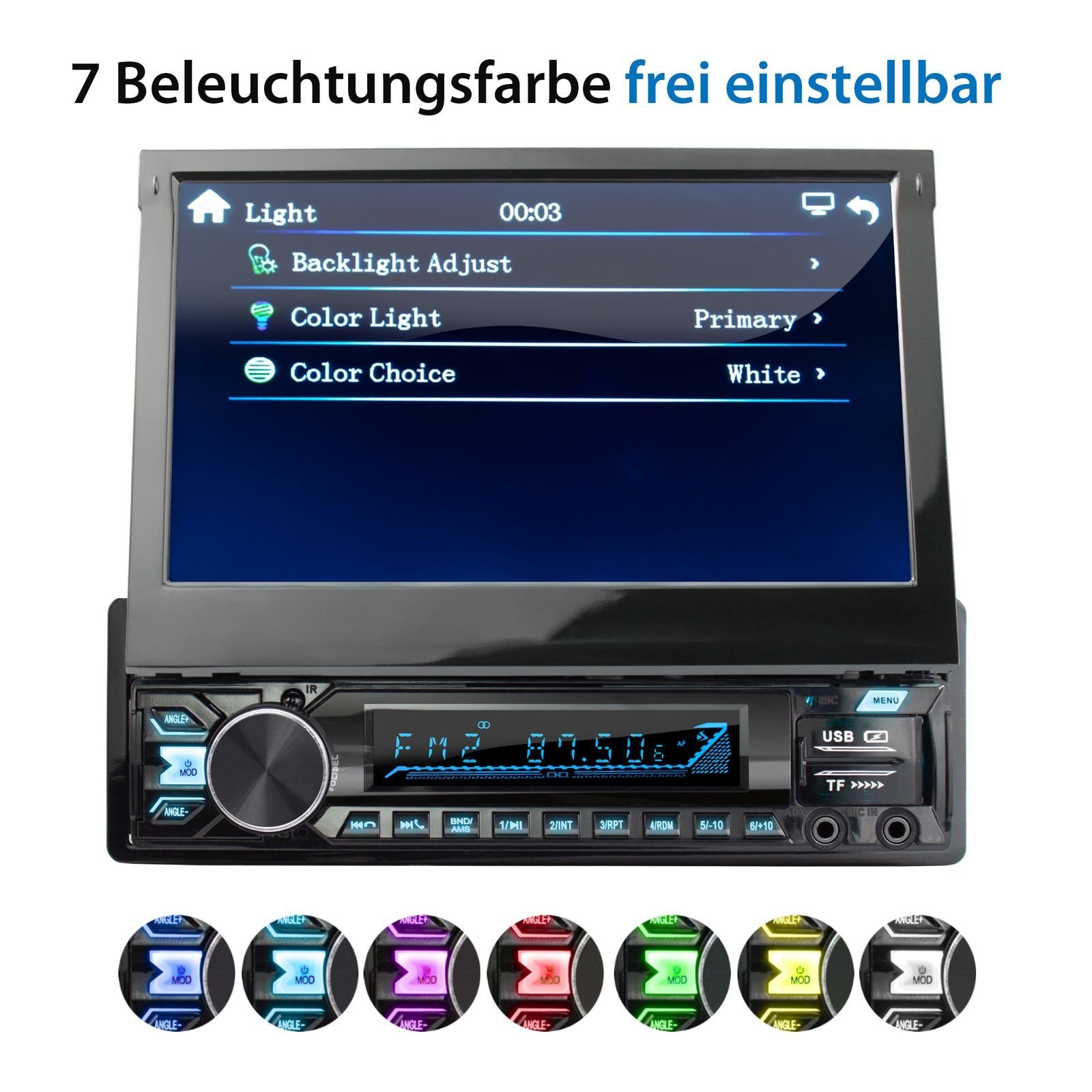 1 mit DIN plus, Bildschirm, Autoradio 7 Zoll DAB+ Bluetooth, XM-V780 XOMAX Autoradio