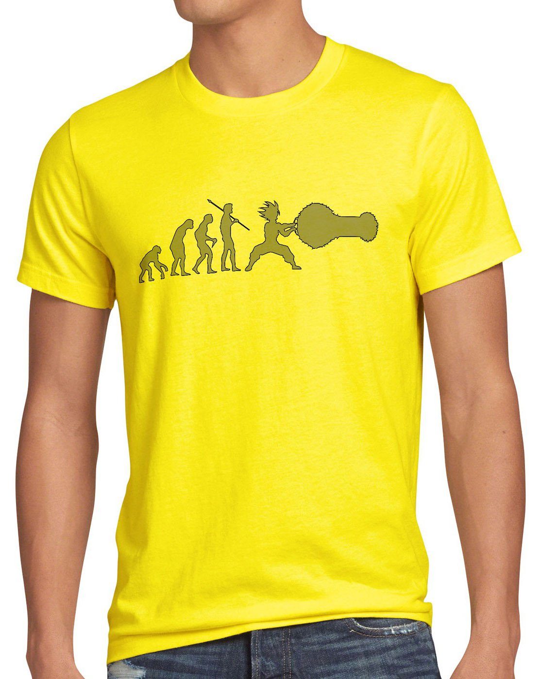 style3 Print-Shirt Herren T-Shirt Sayalution Evolution Goku Dragon son ball fusion vegeta funshirt gelb