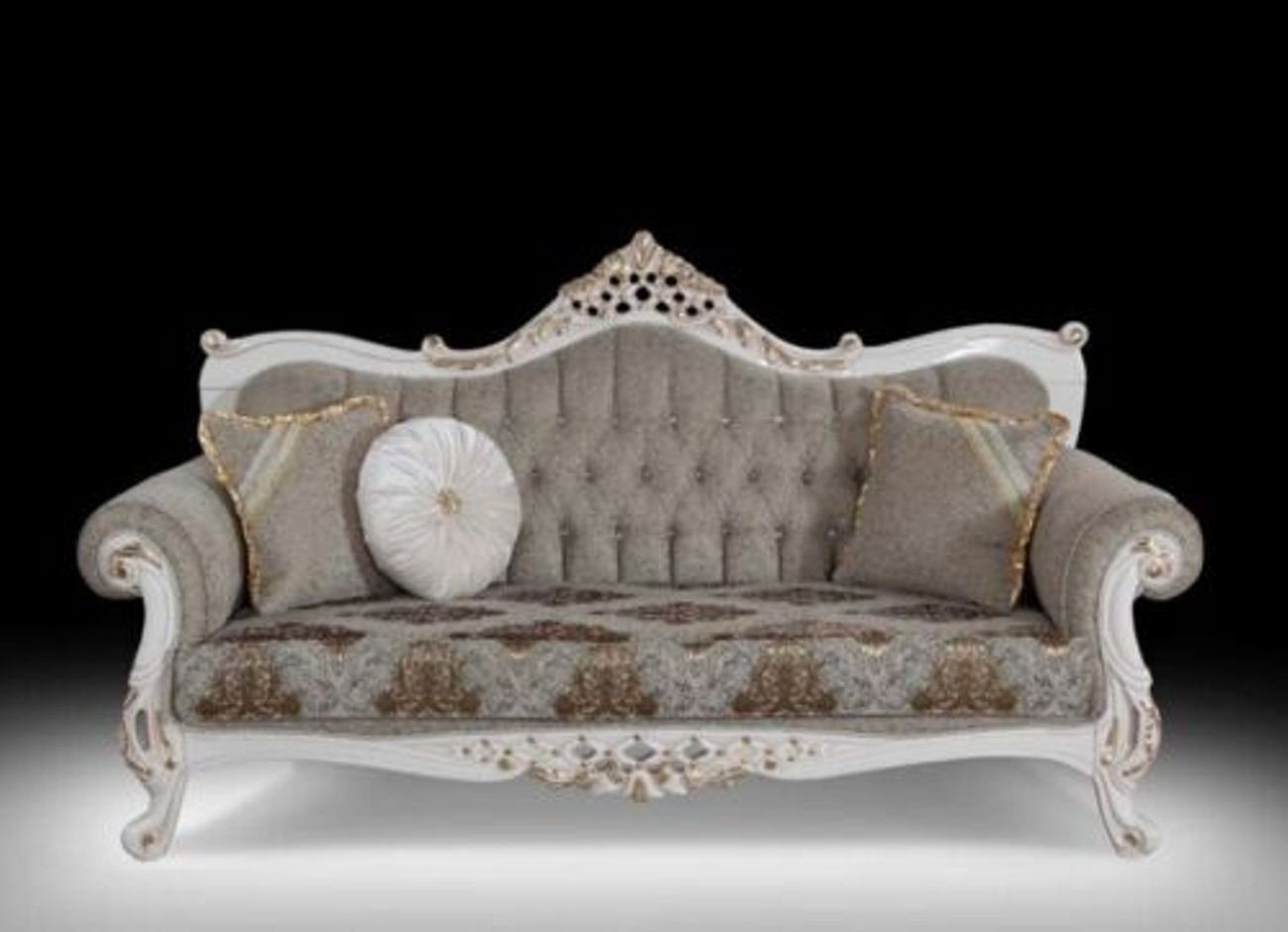 JVmoebel 3-Sitzer Design Polster Couch Grau Garnitur Luxus Textil Sofas Chesterfield, 1 Teile, Made in Europa