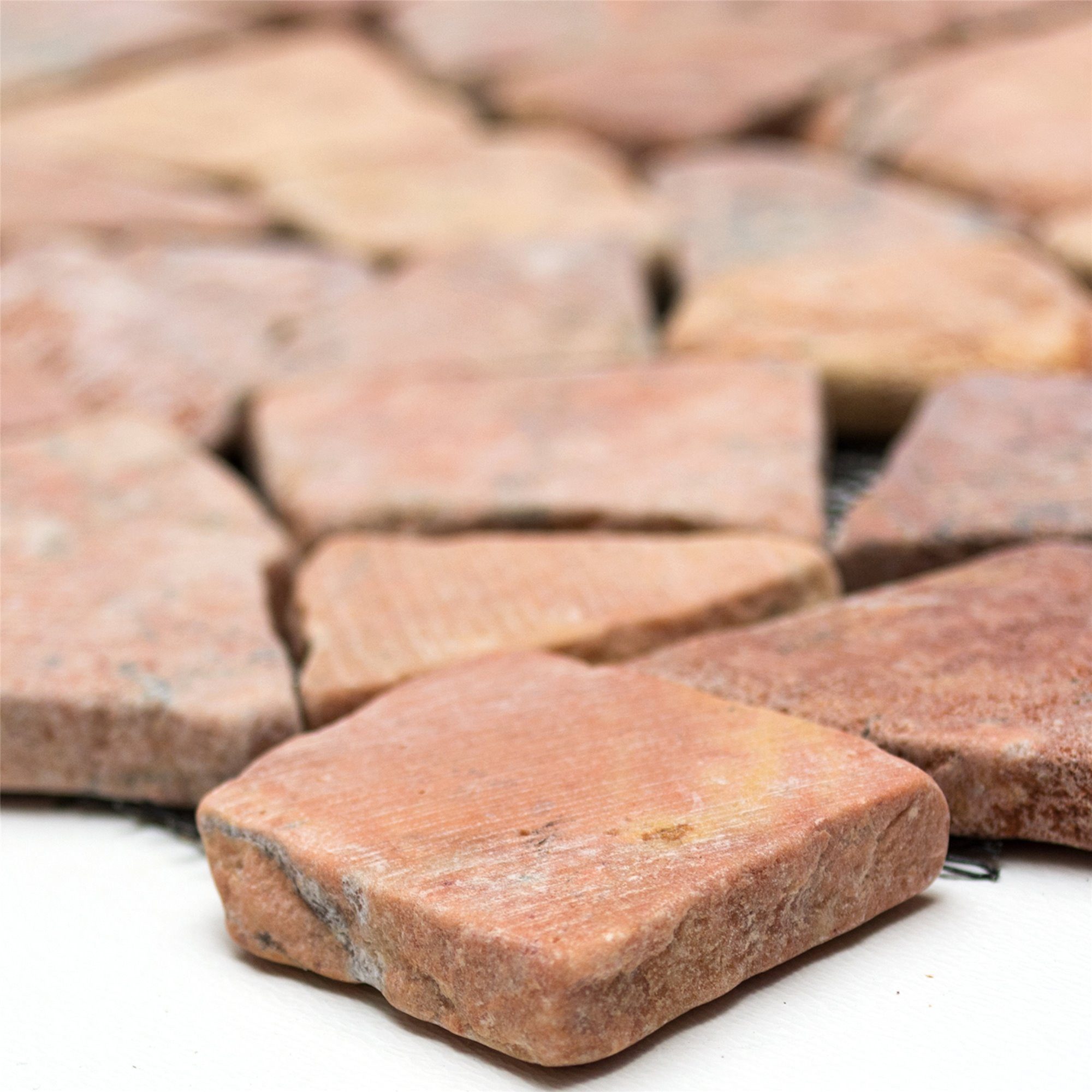 Mosafil Mosaikfliesen Marmor Bruch Natursteinfliesen Poseidon Rossoverona, Naturstein-Marmor 30.500x30.500, rot-rossoverona, Verlegefertig auf ein Netz geklebt - Frostsicher - Wasserfest -