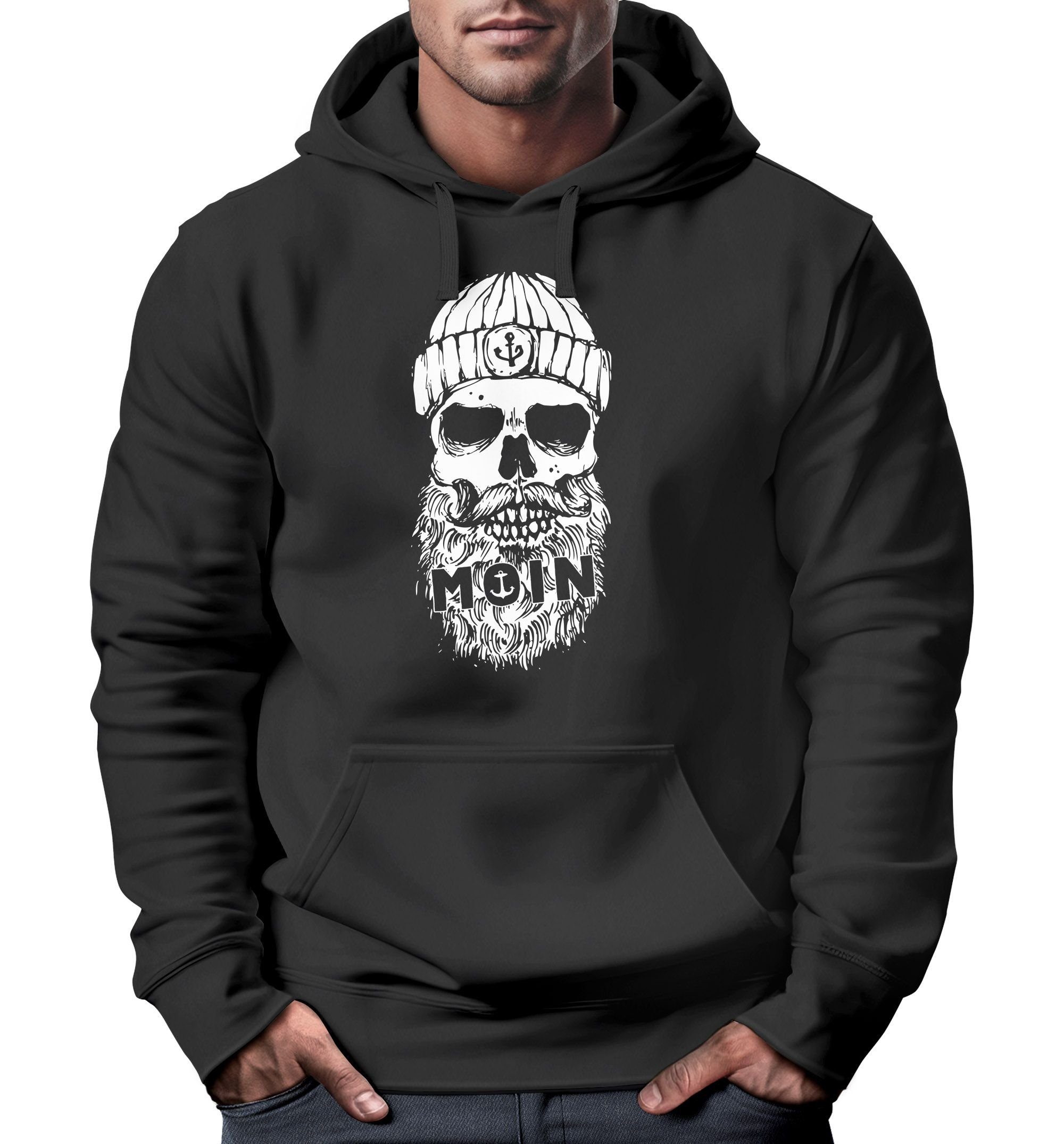 Hoodie Hoodie Herren Moin Totenkopf Anker Skull Kapuzen-Pullover Männer