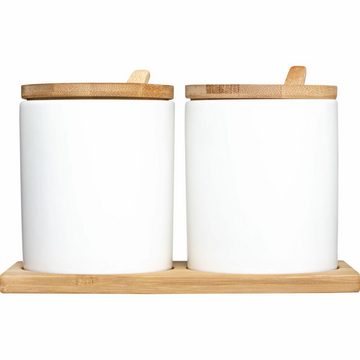 5five Simply Smart Gewürzbehälter Ceramic 280 ml, Keramik, Bambus, (Set, 2-tlg), mit Untersetzer