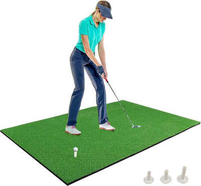 KOMFOTTEU Golf-Abschlagmatte, 1,5× 1m, mit 3 Gummi Tees & 2 Abschlagpositionen