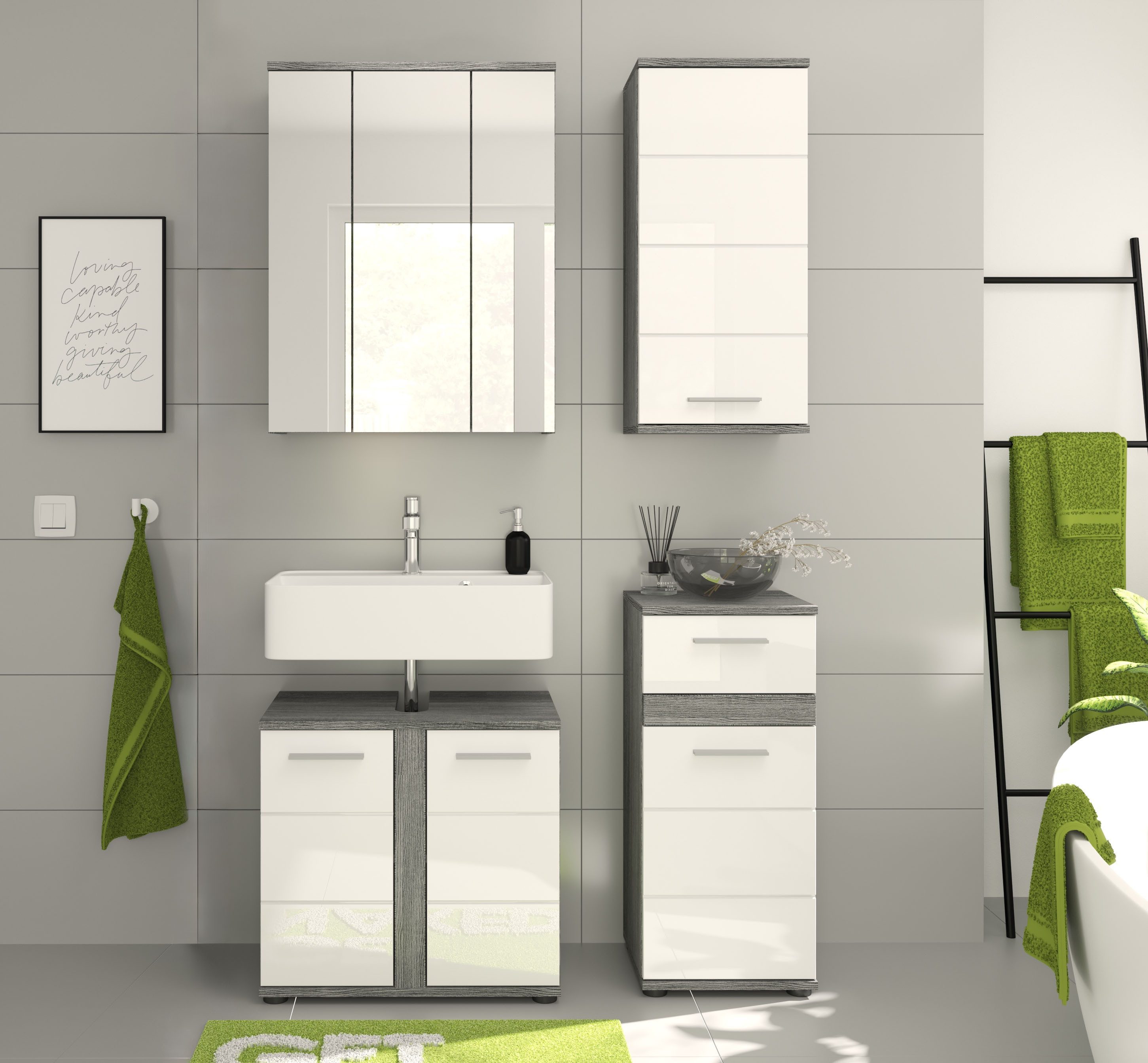 welltime Badmöbel-Set LUCCA, 4-teilig, TOPSELLER!, MDF Hochglanzfront, best günstig online kaufen