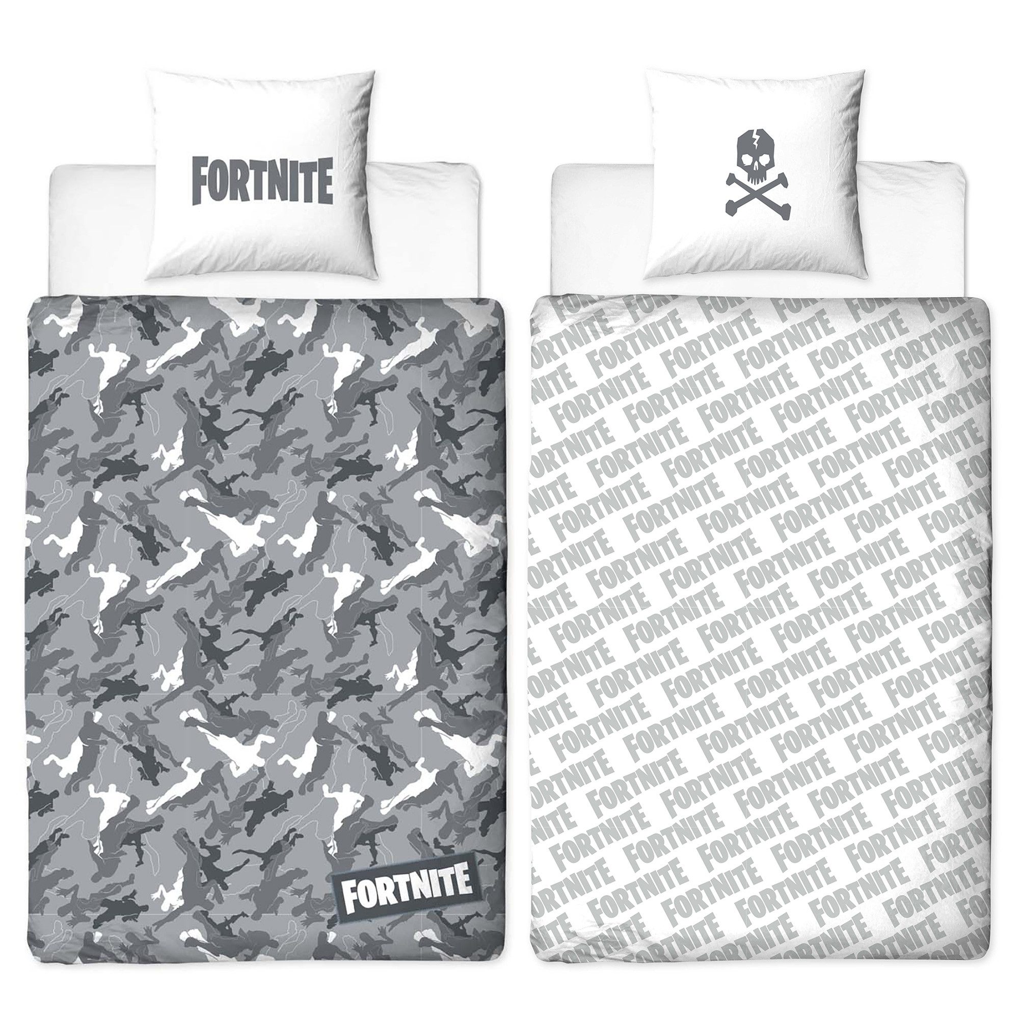 BERONAGE Kinderbettwäsche Fortnite Grey Bettwäsche Linon / Renforcé, 100% B günstig online kaufen