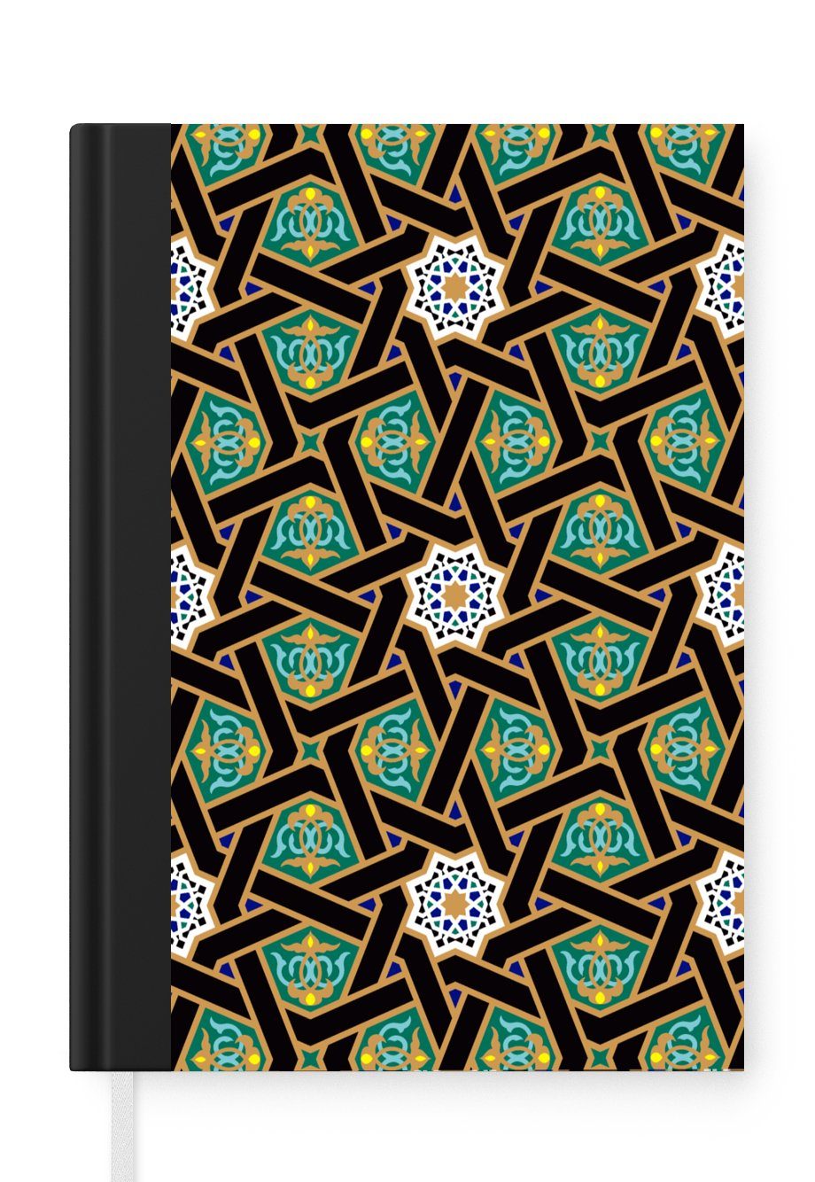 MuchoWow Notizbuch Arabisch Seiten, A5, Muster Orientalisch Tagebuch, Haushaltsbuch Notizheft, 98 Merkzettel, Sterne, - - Journal, 