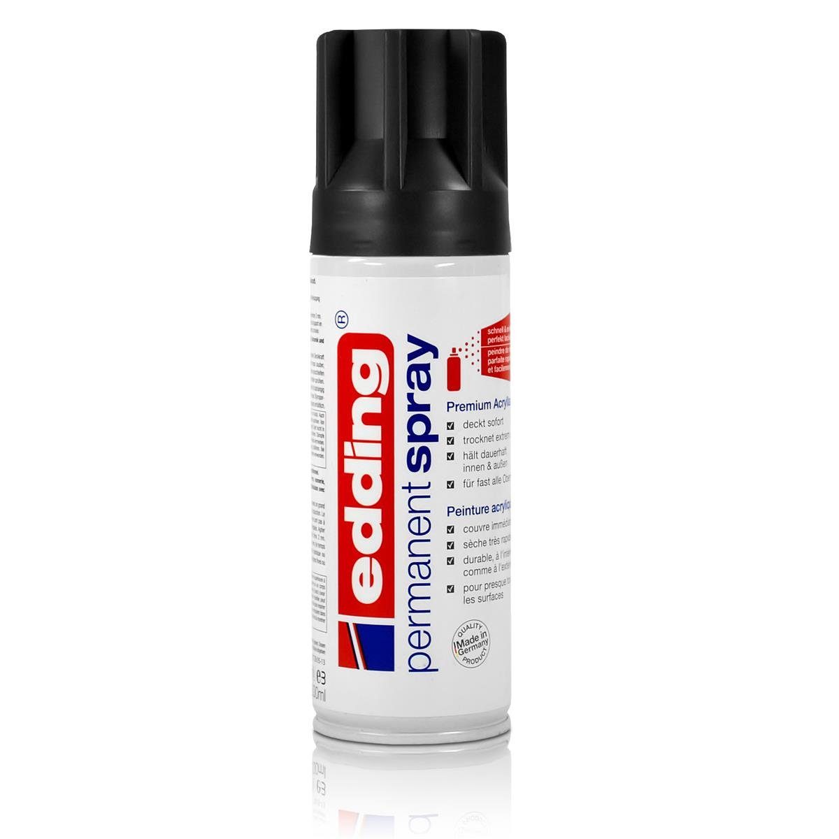 edding Sprühfarbe edding Permanent Spray tiefschwarz matt 200 ml Premium Acryllack, RAL