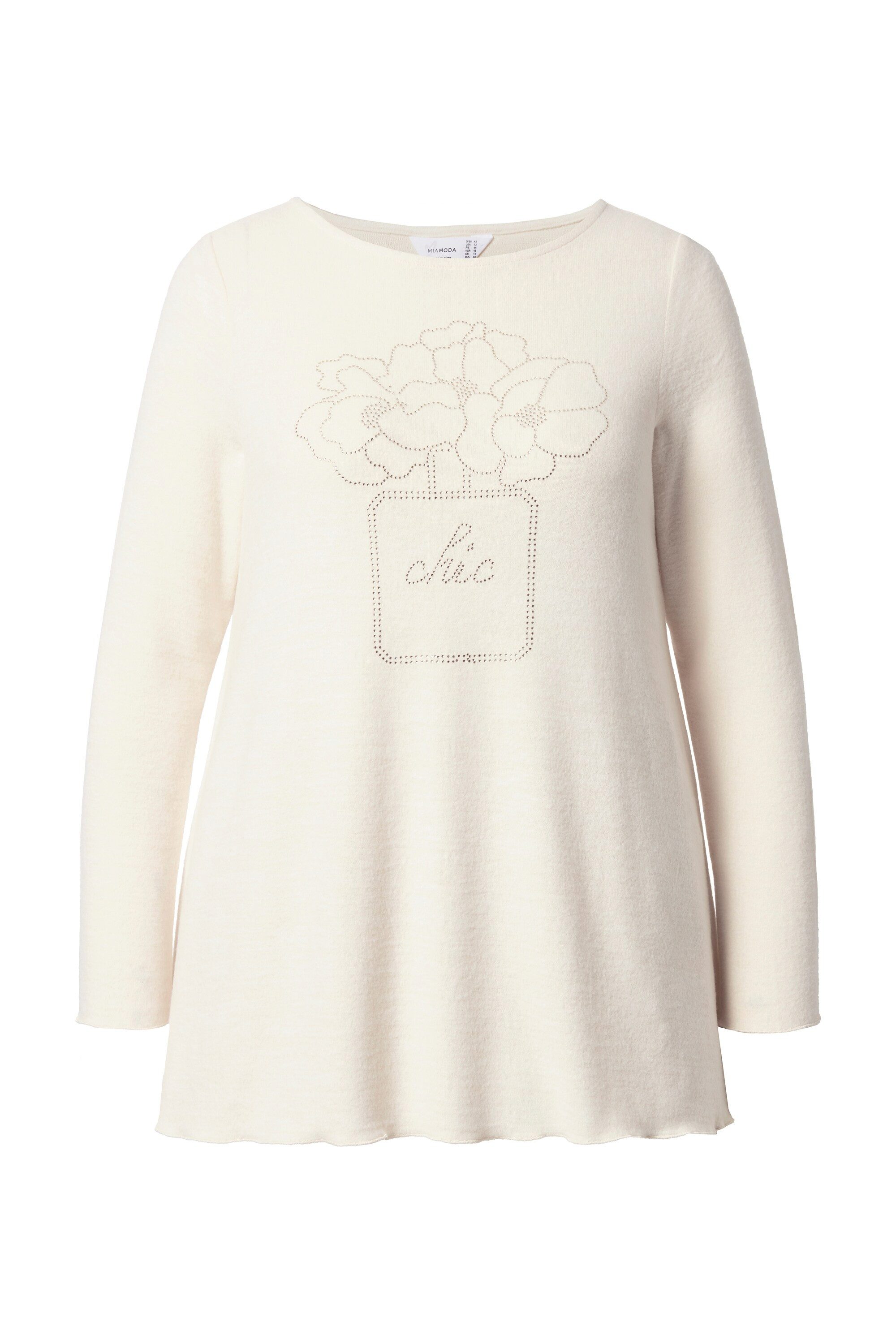 MIAMODA Strickpullover Pullover A-Linie Glitzersteinchen Langarm günstig online kaufen