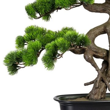 Kunstbonsai Kunstpflanze Deko Bonsai Kiefer 65x50cm mit Topf künstlich Kunststoff, TronicXL
