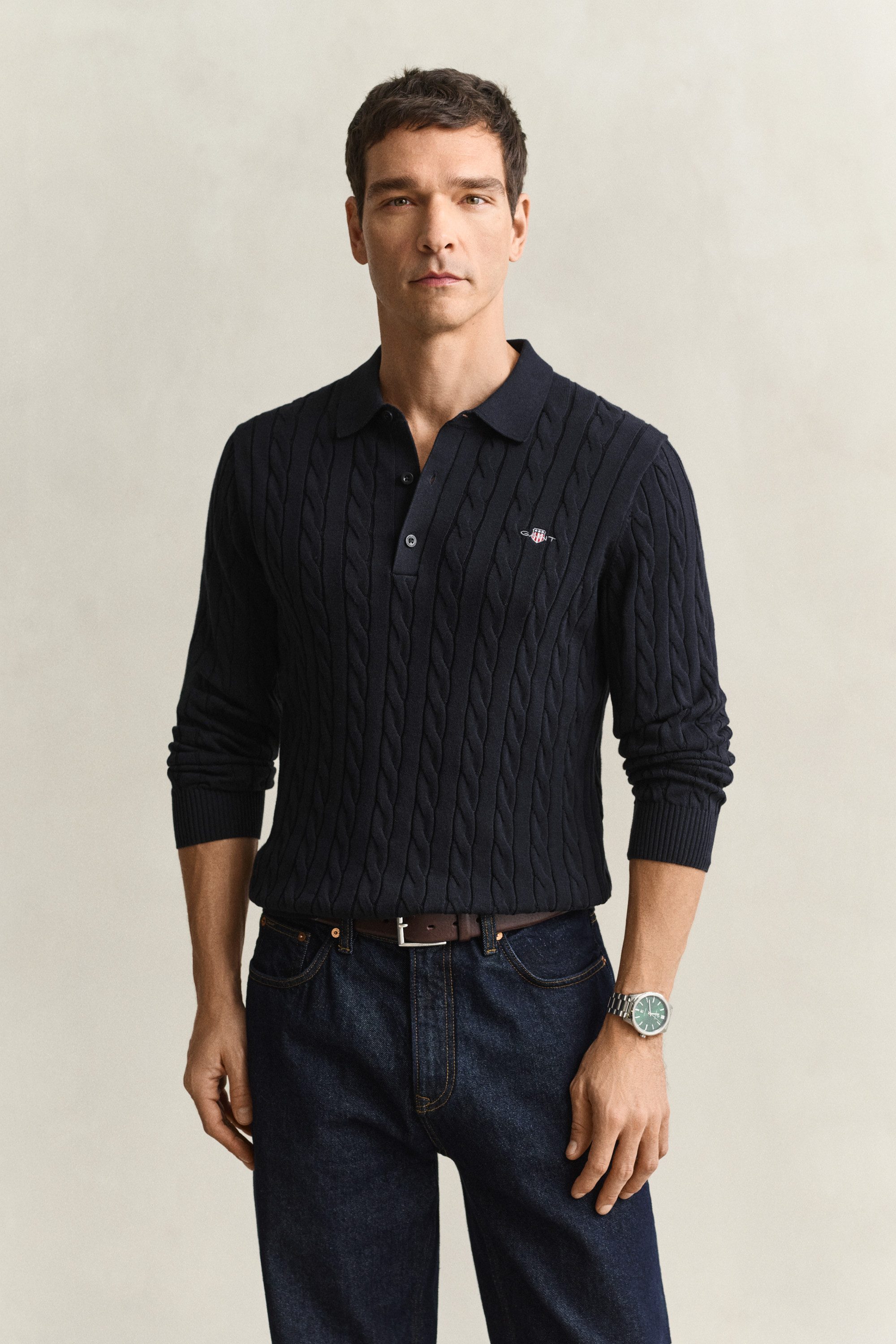 Gant Polokragenpullover COTTON CABLE POLO Regular fit mit Polokragen