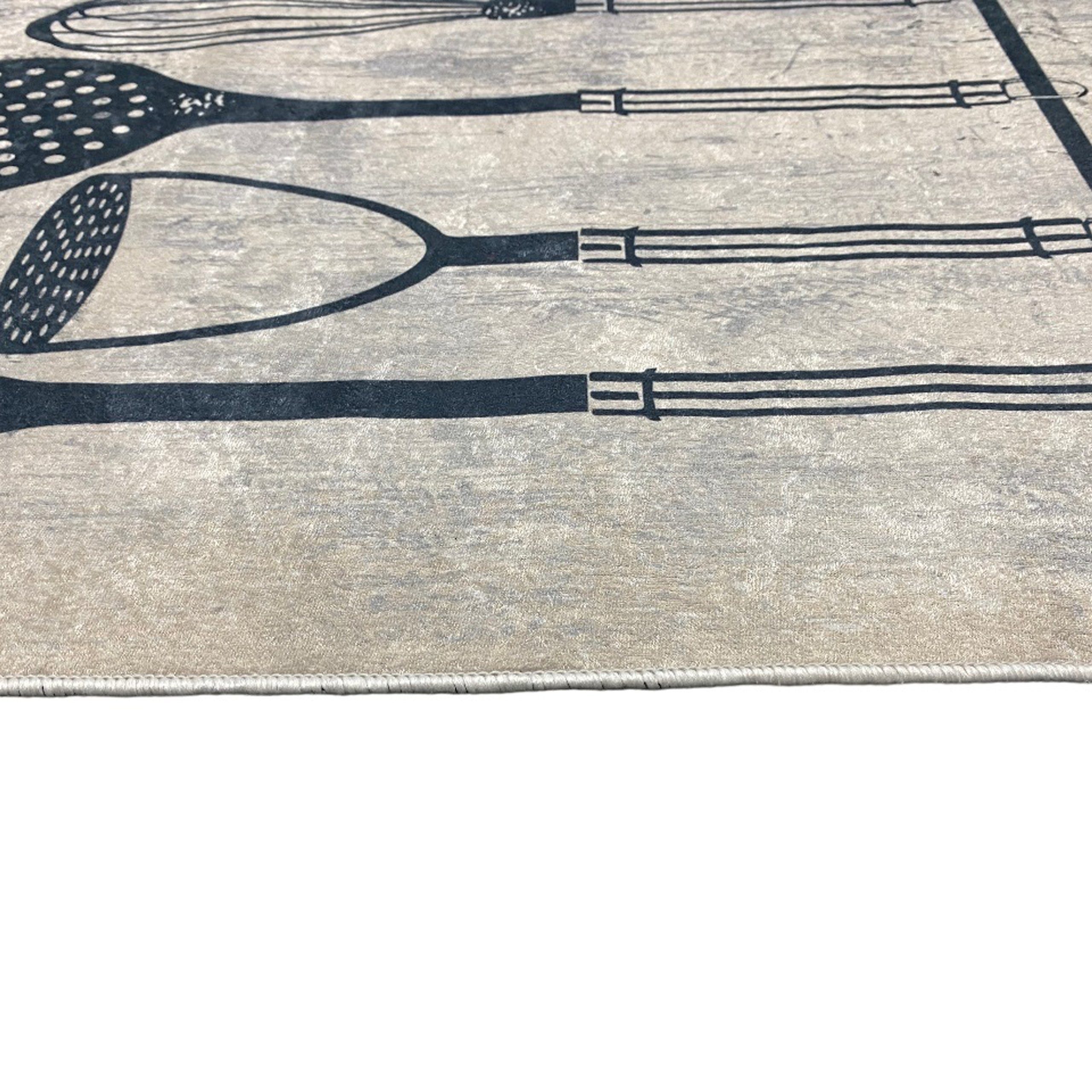 Höhe: waschbar 5 rechteckig, Schriftzug, Teppich Kochutensilien mit und Küchenläufer Teppich-Traum, Teppich mm