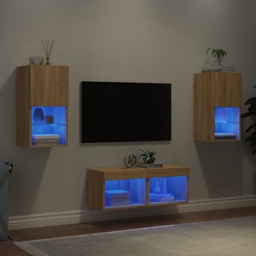 vidaXL TV-Wand 4-tlg. TV-Wohnwand mit LED-Leuchten Sonoma-Eiche, (1-St)