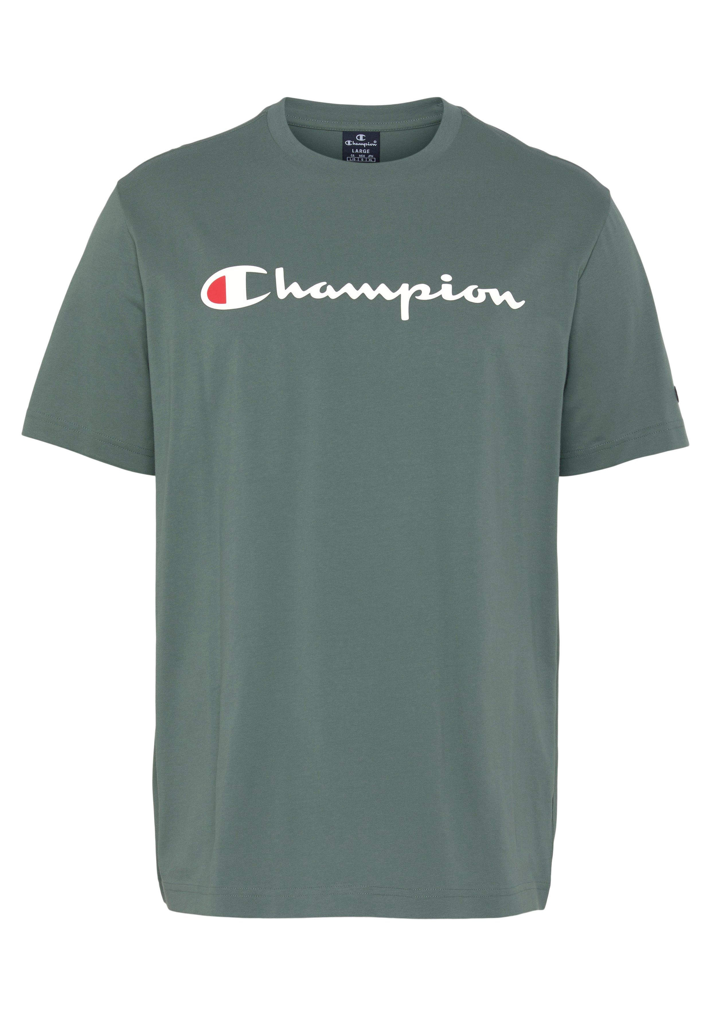 Champion T-Shirt Classic Crewneck T-Shirt large Logo Oliv