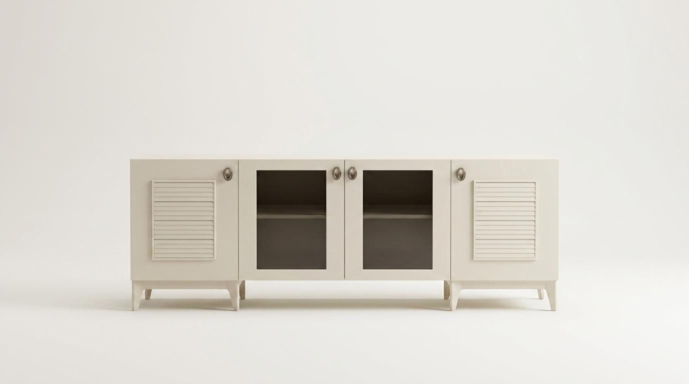 Xlmoebel Buffetaufsatz Beiges modernes Sideboard aus Holz – stilvoll und geräumig, Made in Europa
