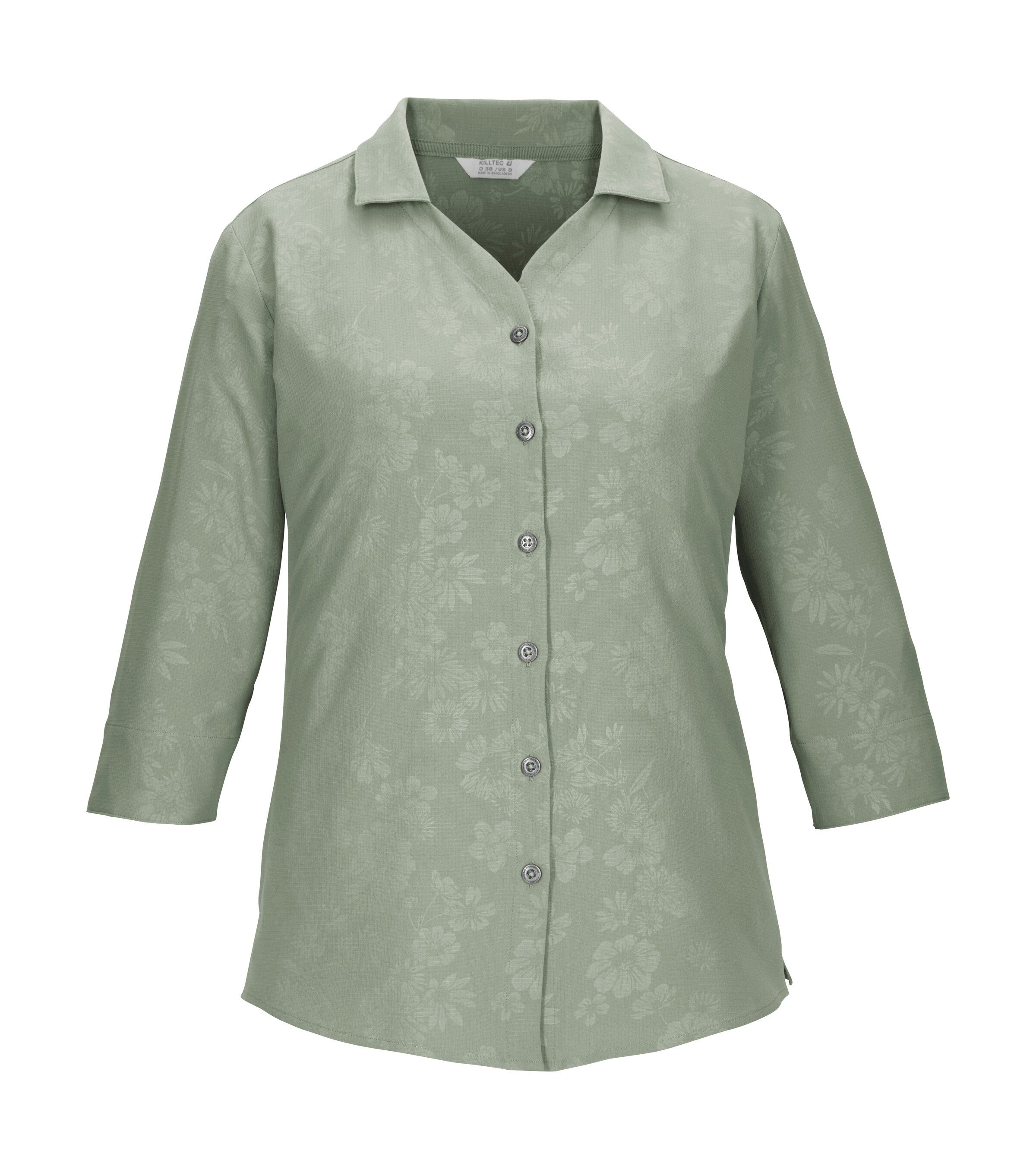 Killtec Funktionshemd KOS 62 WMN WVN SHRT Schnelltrocknende Bluse mit floralem Print und Rückenraffung
