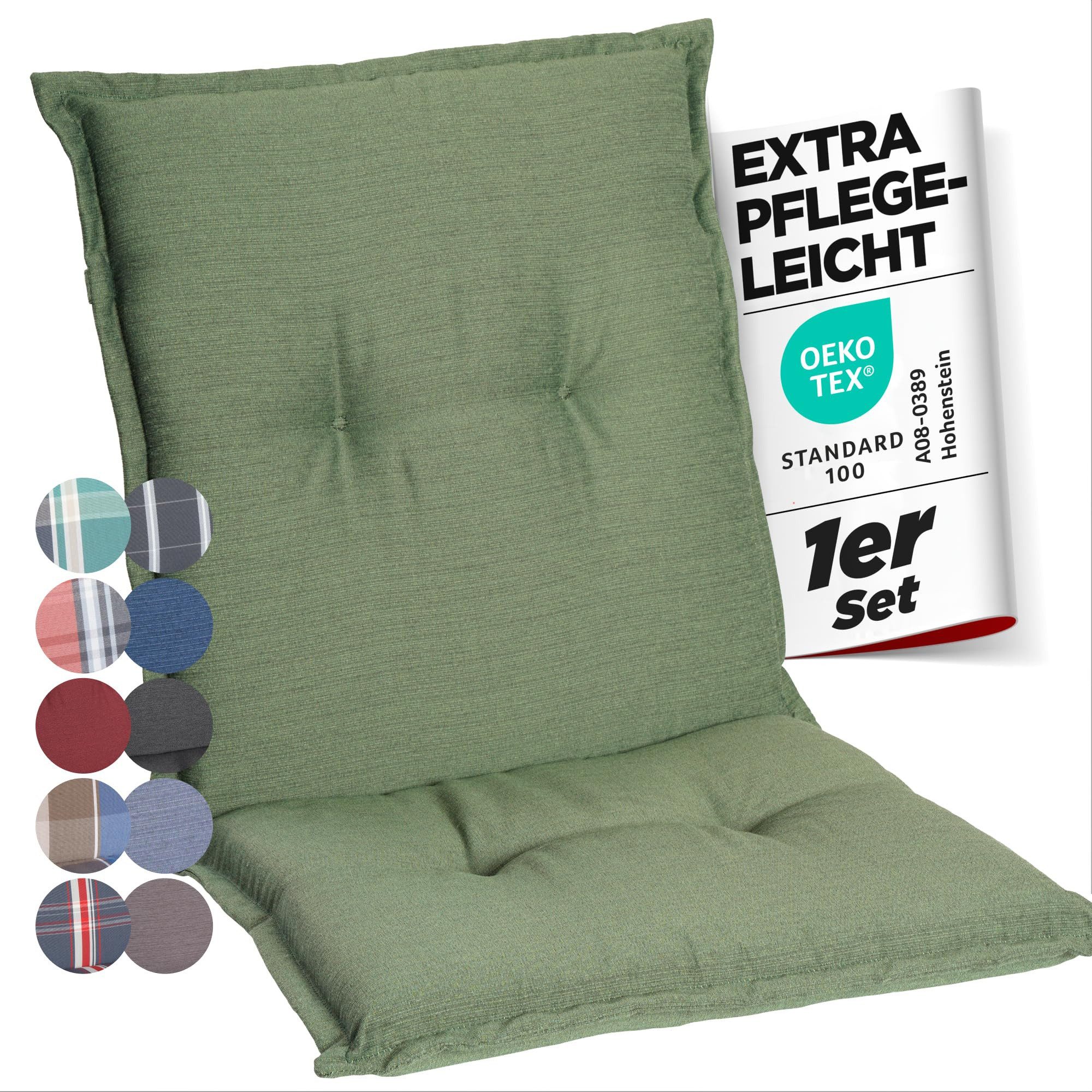 Gardisun Auflagekissen Gartenstuhlauflagen Polyester 6cm Dick Niedrig, (Extra dicke Sitzauflage, 1-8er Set, versch. Muster)