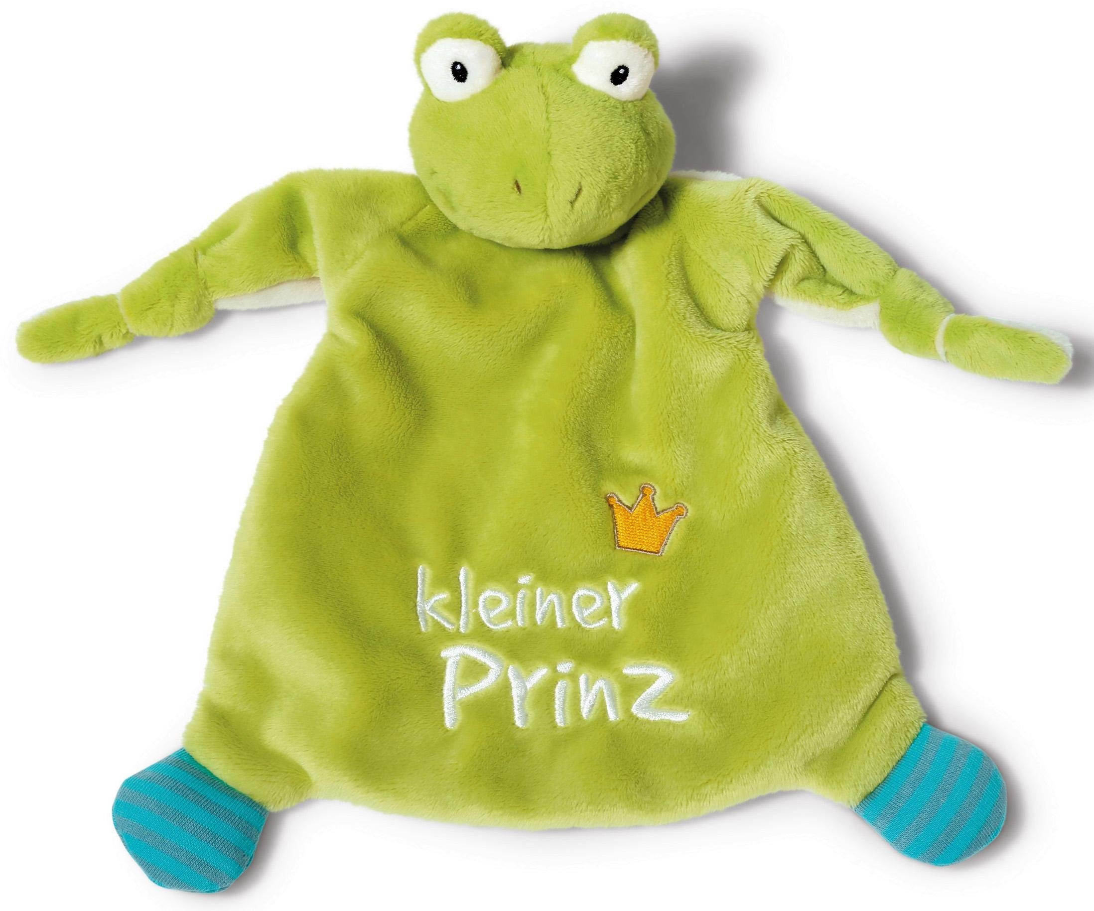 Nici Schmusetuch My First NICI Kollektion, Froschkönig, Kleiner Prinz, mit dreidimensionalen Augen mit aufgestickten Pupillen