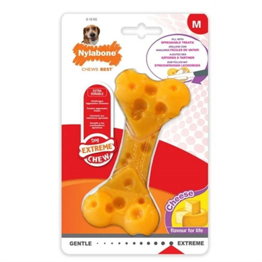 Nylabone Kauspielzeug Beißring für Hunde Dura Chew Käse Größe M