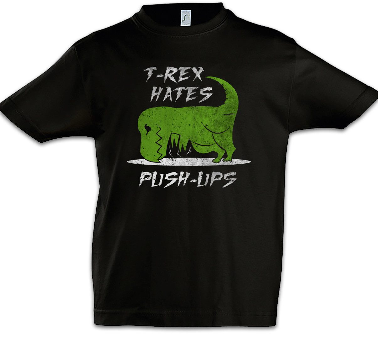 Print-Shirt T-Rex Hates Push-Up Kinder T-Shirt Tyrannosaurus Rex T-Rex Dinosaurier