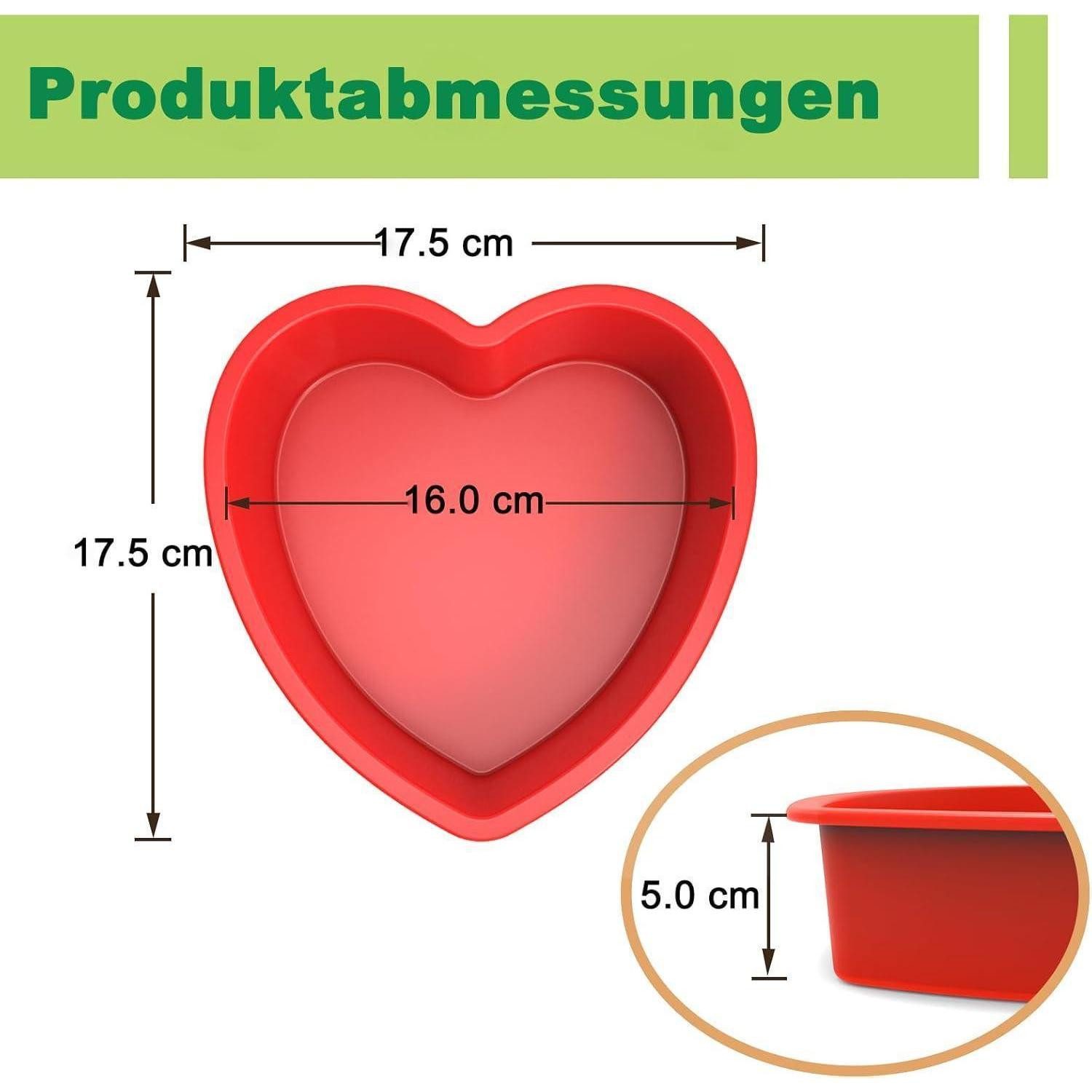 LuxusKollektion Herzkuchenform Backform Silikon Herz Kuchenform Antihaft 4 Stück 15cm Herzbackform x4