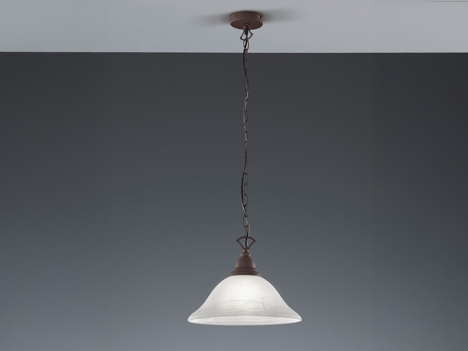 Reality Leuchten LED Pendelleuchte Landhaus mit Glasschirm Weiß Ø 33,5cm, dimmbar, LED wechselbar, Warmweiß, Esstisch-Lampe hängend, Esszimmerlampe einflammig i – Bild 3 von 5